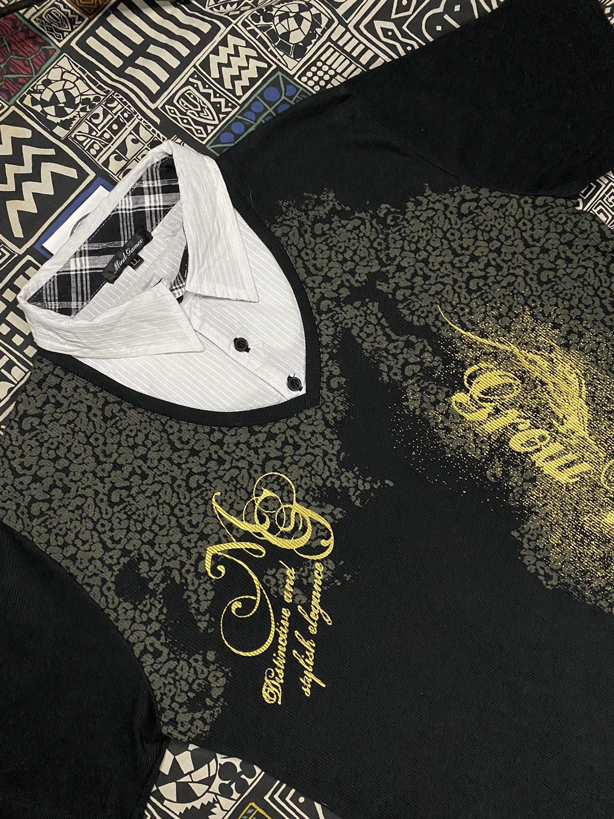 20471120 × If Six Was Nine × Japanese Brand Mind Games Double Layer Poem Leopard Collins T shirt Size US L / EU 52-54 / 3 - 2 Thumbnail