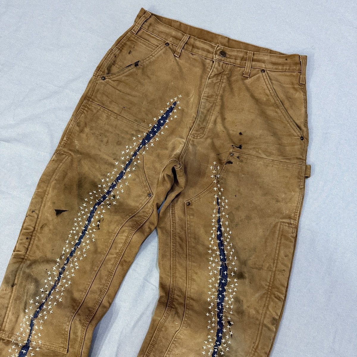 Carhartt Carhartt sashiko embroiderd B194 BRN Double knee denim Size US 34 / EU 50 - 1 Thumbnail