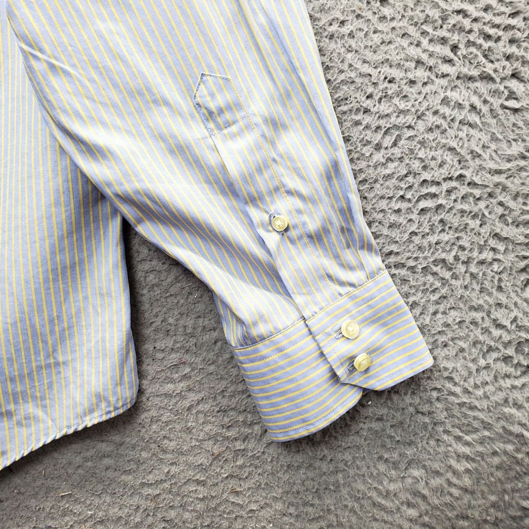 Egara VINTAGE Egara Dress Shirt Mens Size XXL Multi Striped Non Iron Slim Fit Collared Button Up Shirt Size 48R - 7 Thumbnail