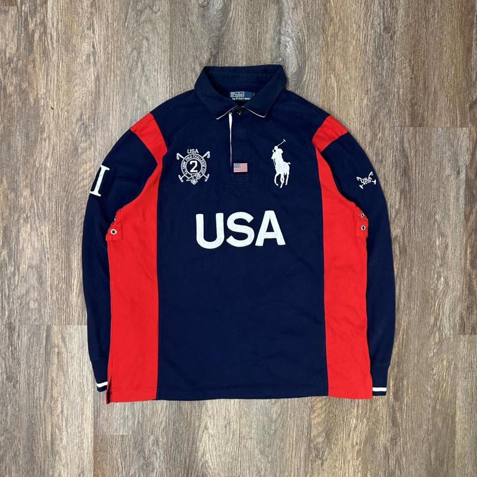 Polo Ralph Lauren Vintage Polo Ralph Lauren Snow Challenge Rugby Polo Shirt XL Size US XL / EU 56 / 4 - 2 Thumbnail