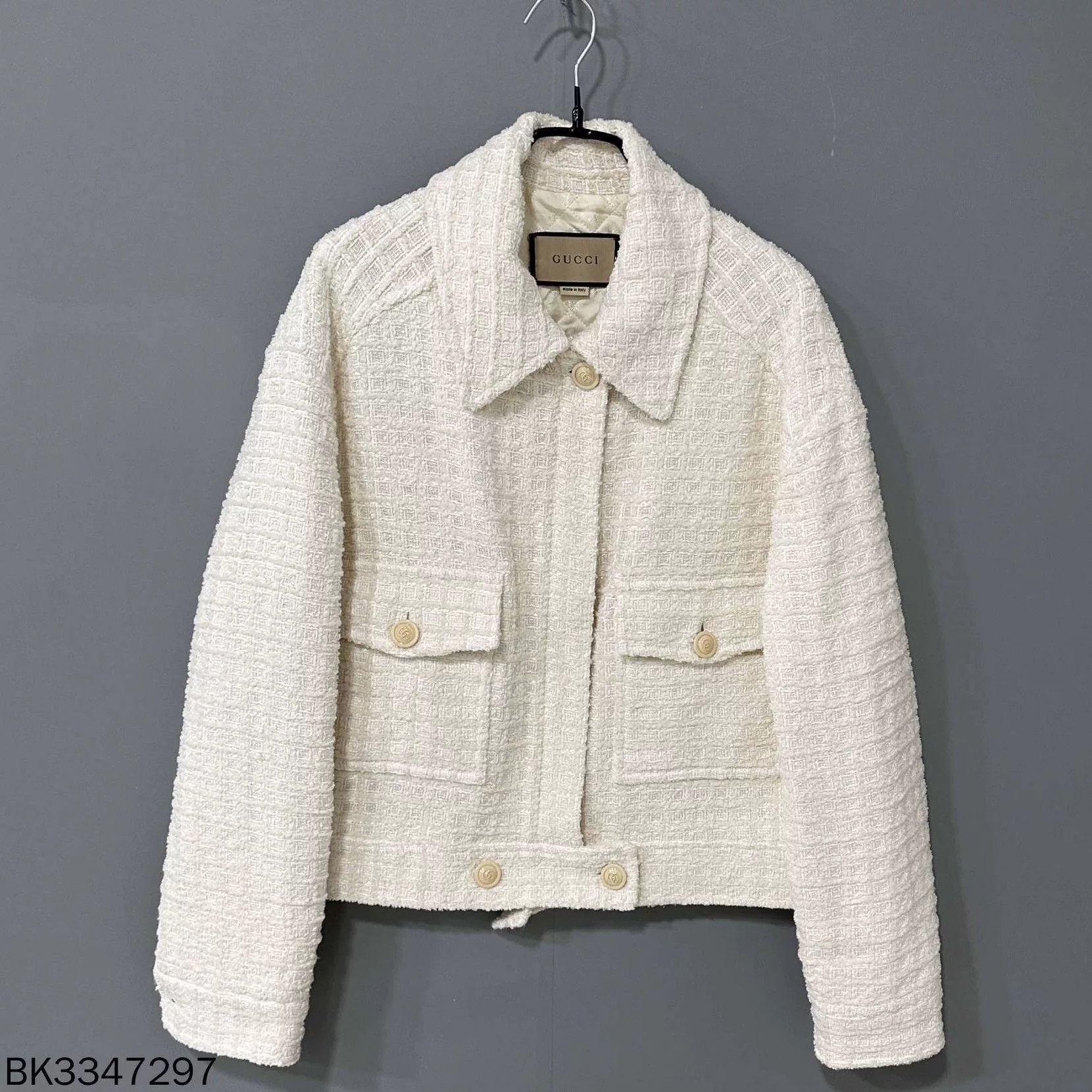 Gucci Ivory White Lapel Tweed Jacket GUCCI Size M / US 6-8 / IT 42-44 - 1 Thumbnail