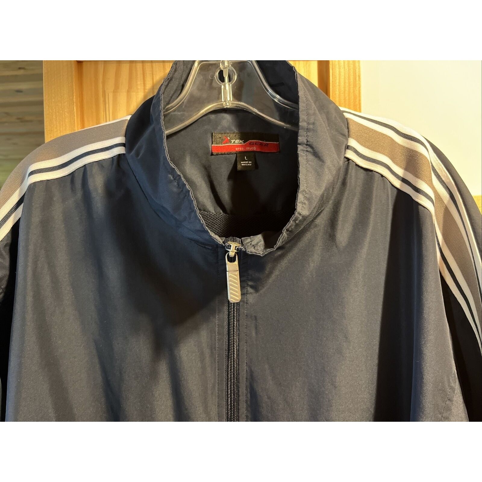 Tek Gear Tek Gear Men’s L Navy LS Zip up Mesh Nylon Poly Track Jacket Size US L / EU 52-54 / 3 - 4 Thumbnail
