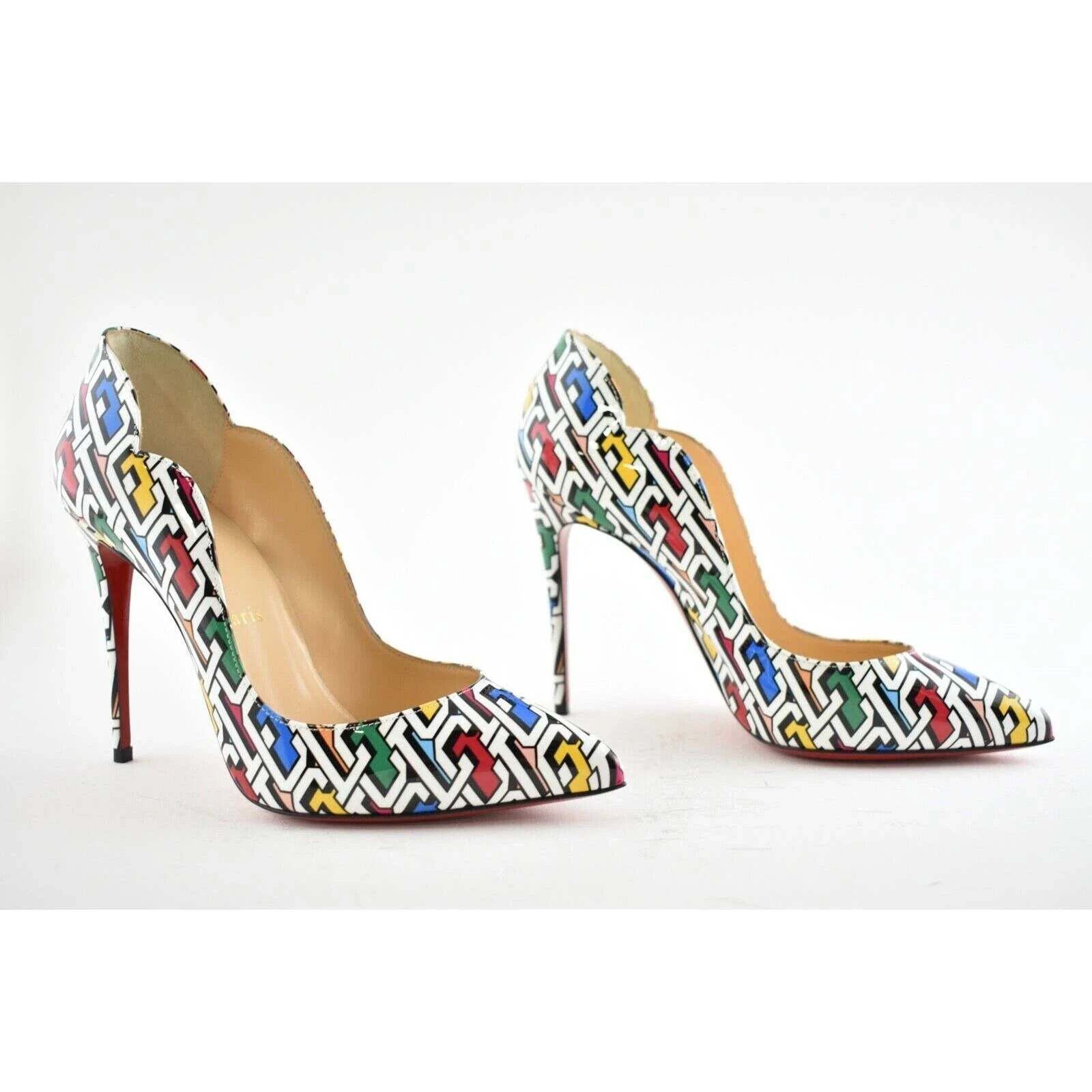 Christian Louboutin Christian Louboutin Hot Chick 100 Patent CL 3D Black Blue Size US 5 / IT 35 - 4 Thumbnail