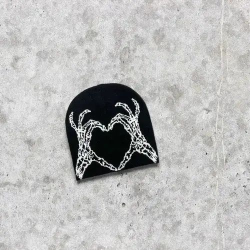 Other 🕷☠️ Japanese style Beanie hat Skeleton pattern y2k ⚡️ Size ONE SIZE - 2 Thumbnail