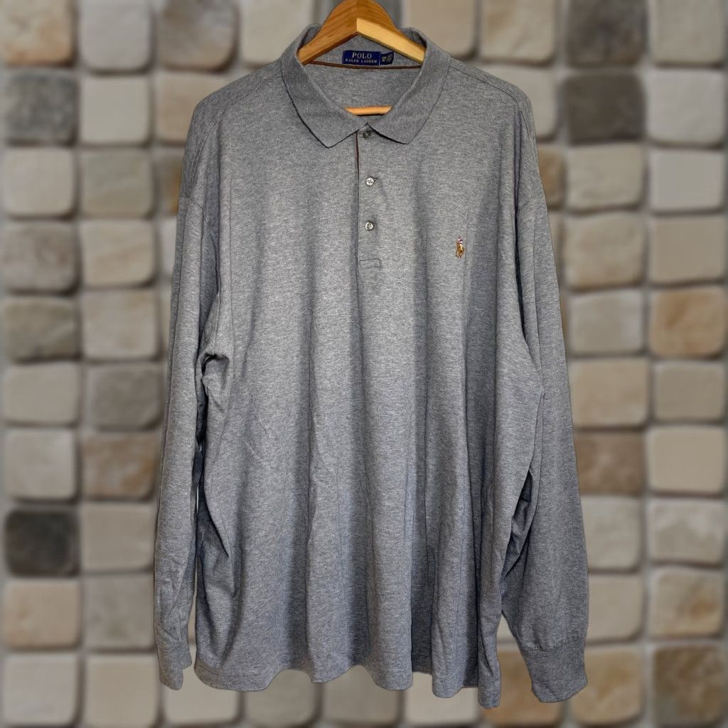 Polo Ralph Lauren Polo Ralph Lauren Polo Shirt Men’s Long Sleeve Gray 3XB Big & Tall Classic Embroidered Logo Polo Shirt Size US XXL / EU 58 / 5 - 1 Thumbnail