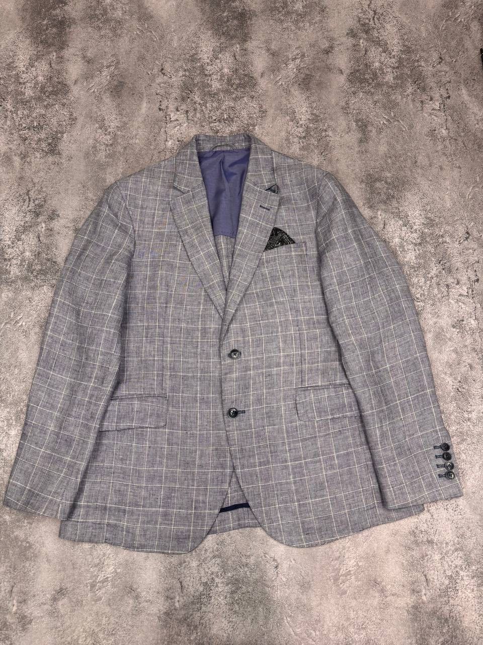 Hackett Hackett London Men Linen Suit Slim Fit Grey Size L Size 36R - 2 Thumbnail