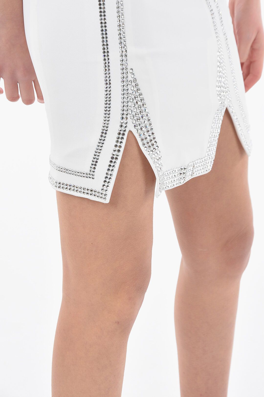 Philipp Plein og1mm0824 Miniskirt With Crystals in White Size 30" / US 8 / IT 44 - 3 Thumbnail