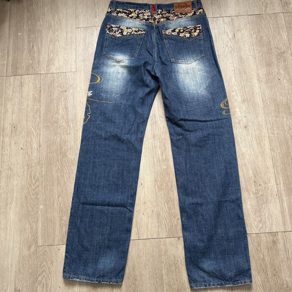Karakuri Tamashii Karakuri Tamashii Koi Fish Denim Jeans 2000’s Japan Size US 33 - 7 Thumbnail