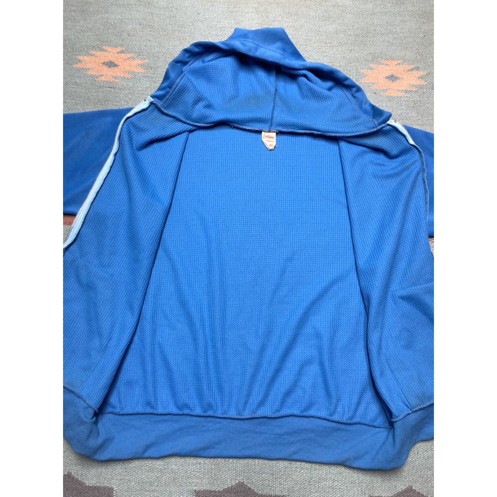 J Brand VINTAGE Vintage sportswear brand waffle knit hoodie thermal zip light blue 70s 80s Large Size US L / EU 52-54 / 3 - 6 Thumbnail