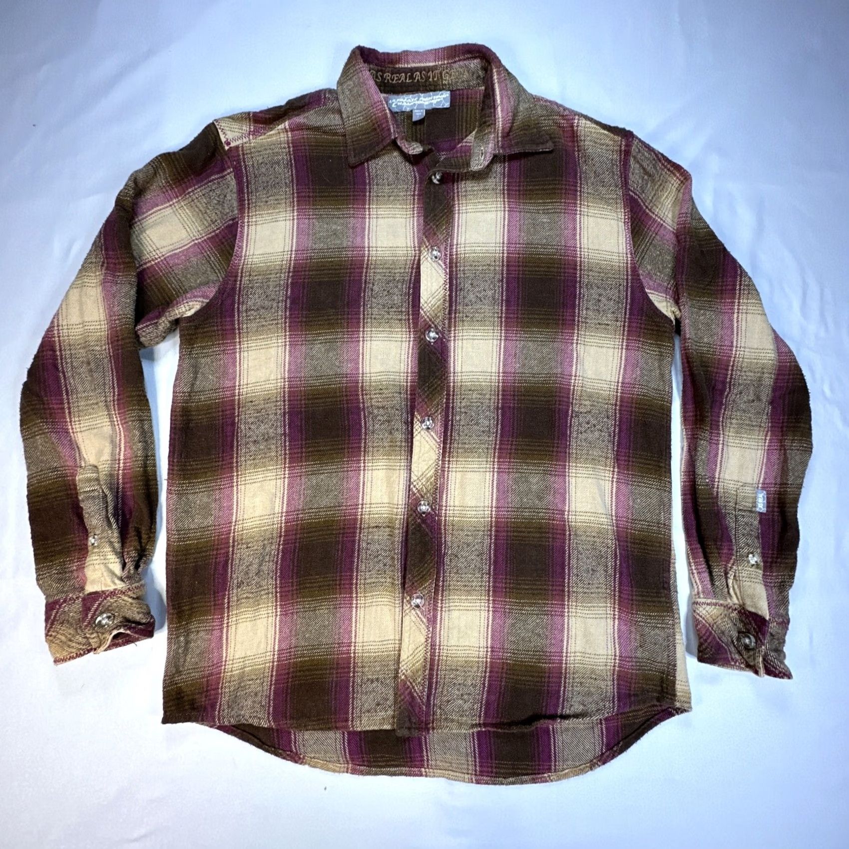 UFC VINTAGE UFC Flannel Button-Up Shirt Unisex Adults L Collared Embroidered Back Graphic Brown Pink 90s 2000s UFC Theme Size US L / EU 52-54 / 3 - 2 Thumbnail