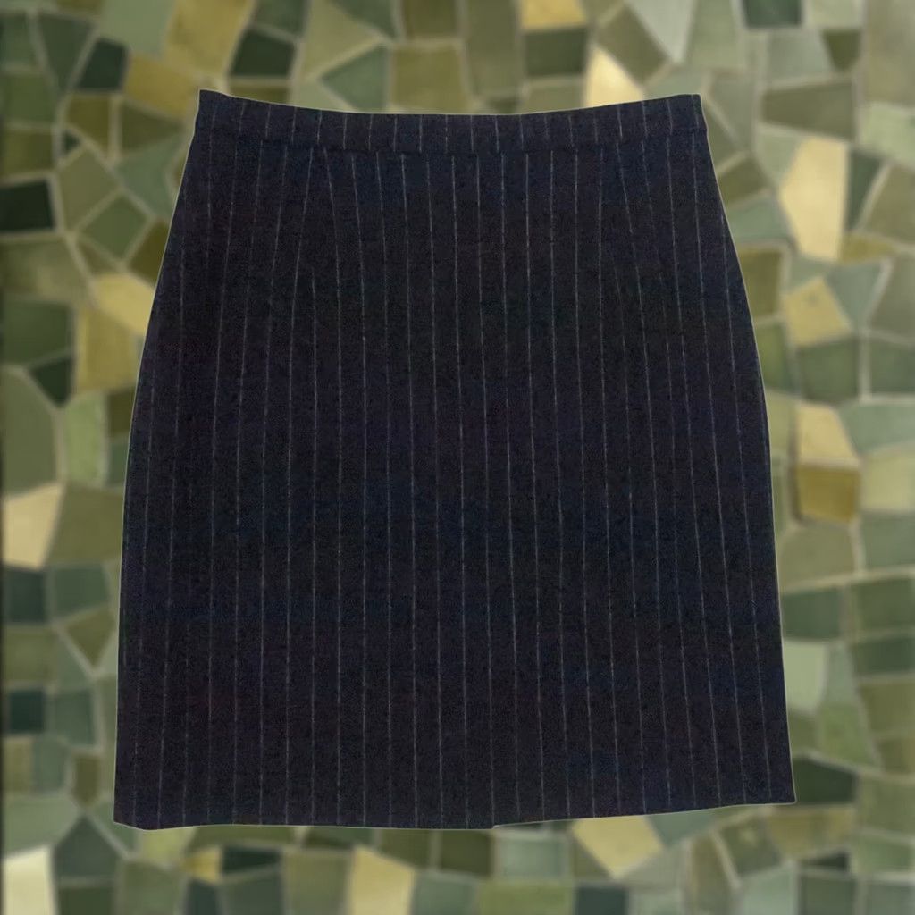 Vintage VINTAGE Monica Bianco Black Pinstripe Wool Pencil Skirt 4 Women 90s Size 27" / US 4 / IT 40 - 1 Thumbnail