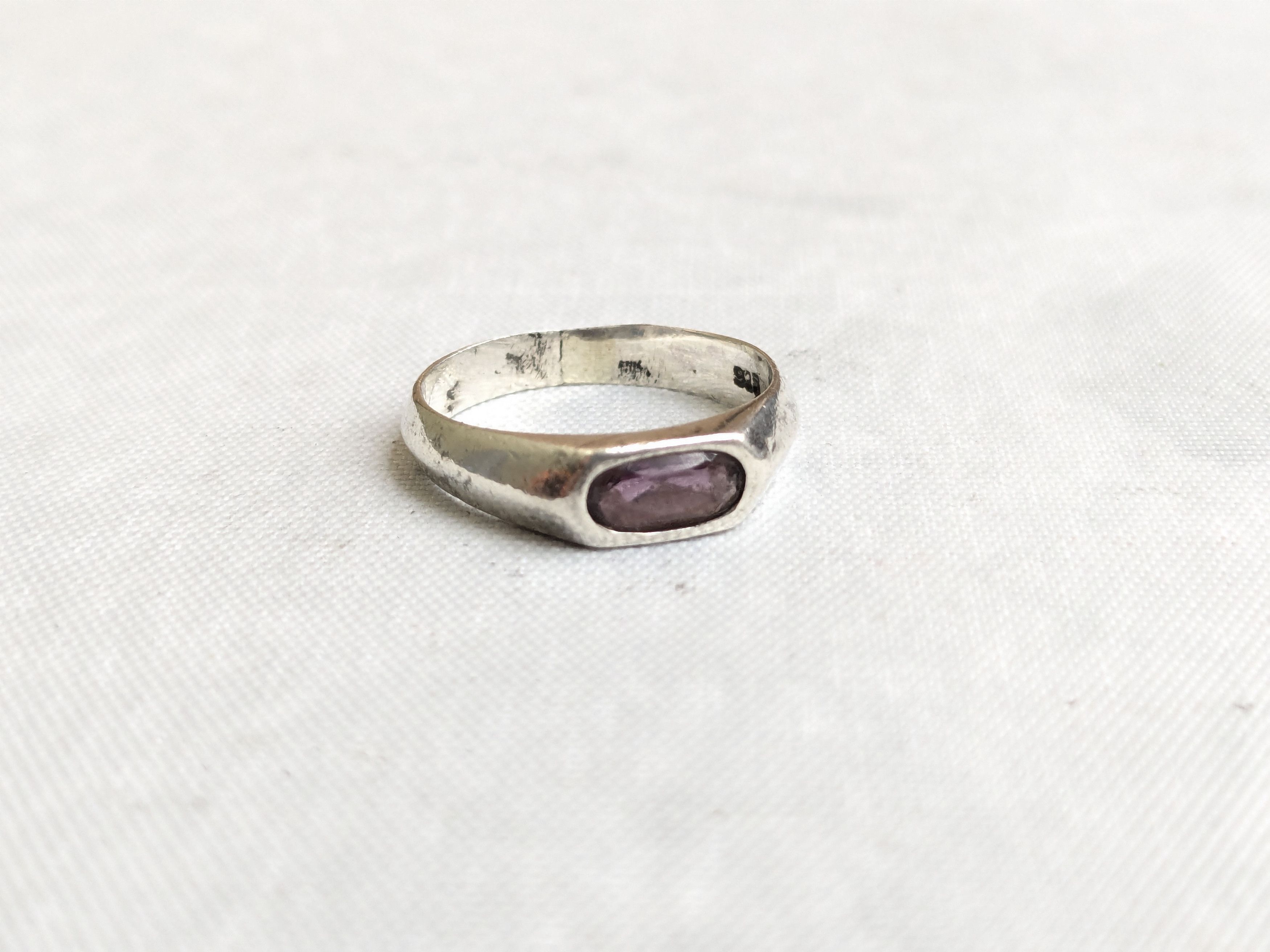 Jewelry Sterling Silver Ring Purple Amethyst Band Size ONE SIZE - 1 Thumbnail