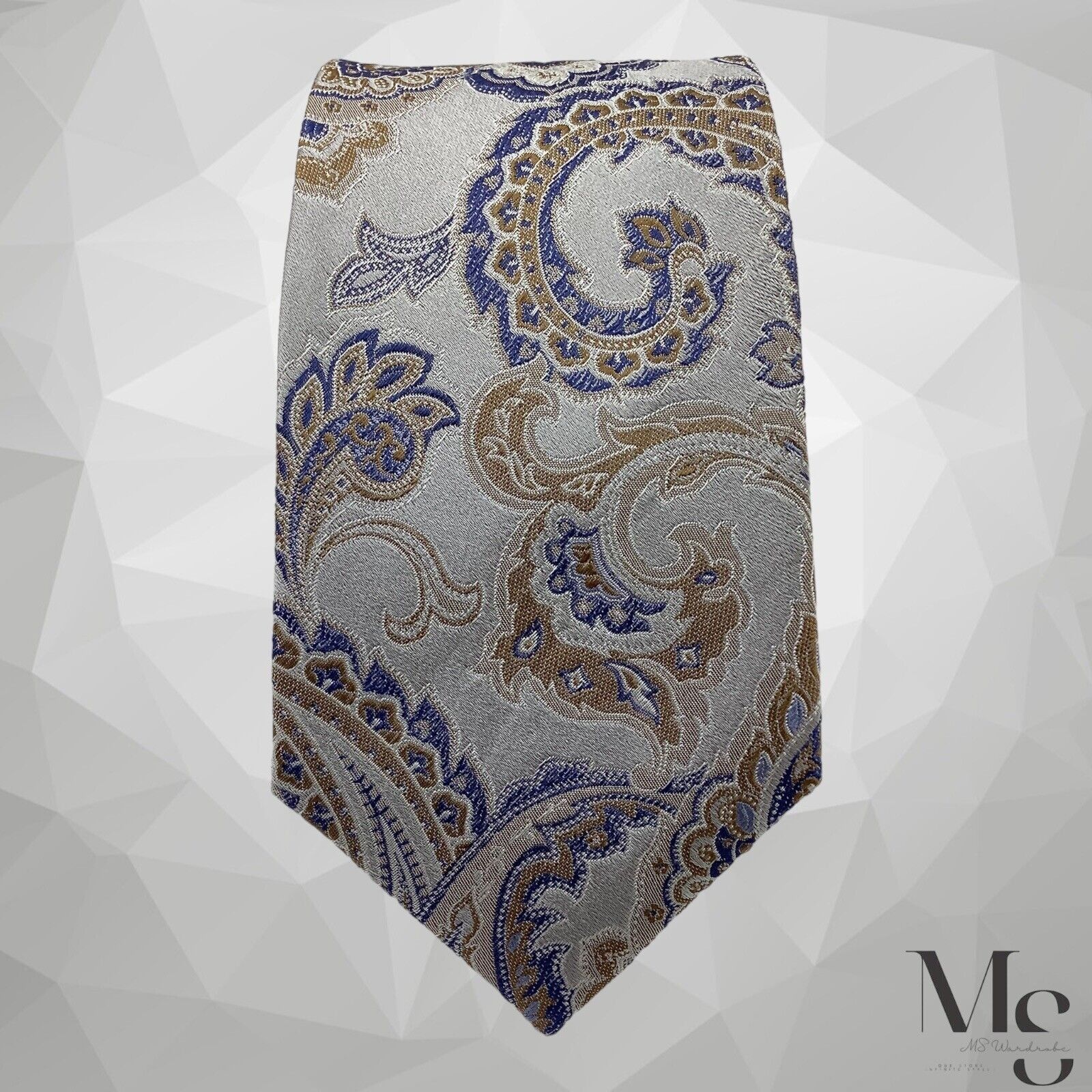 Eton ETON Gray Paisley Luxury Designer Silk Tie Made In Italy W: Size ONE SIZE - 3 Thumbnail
