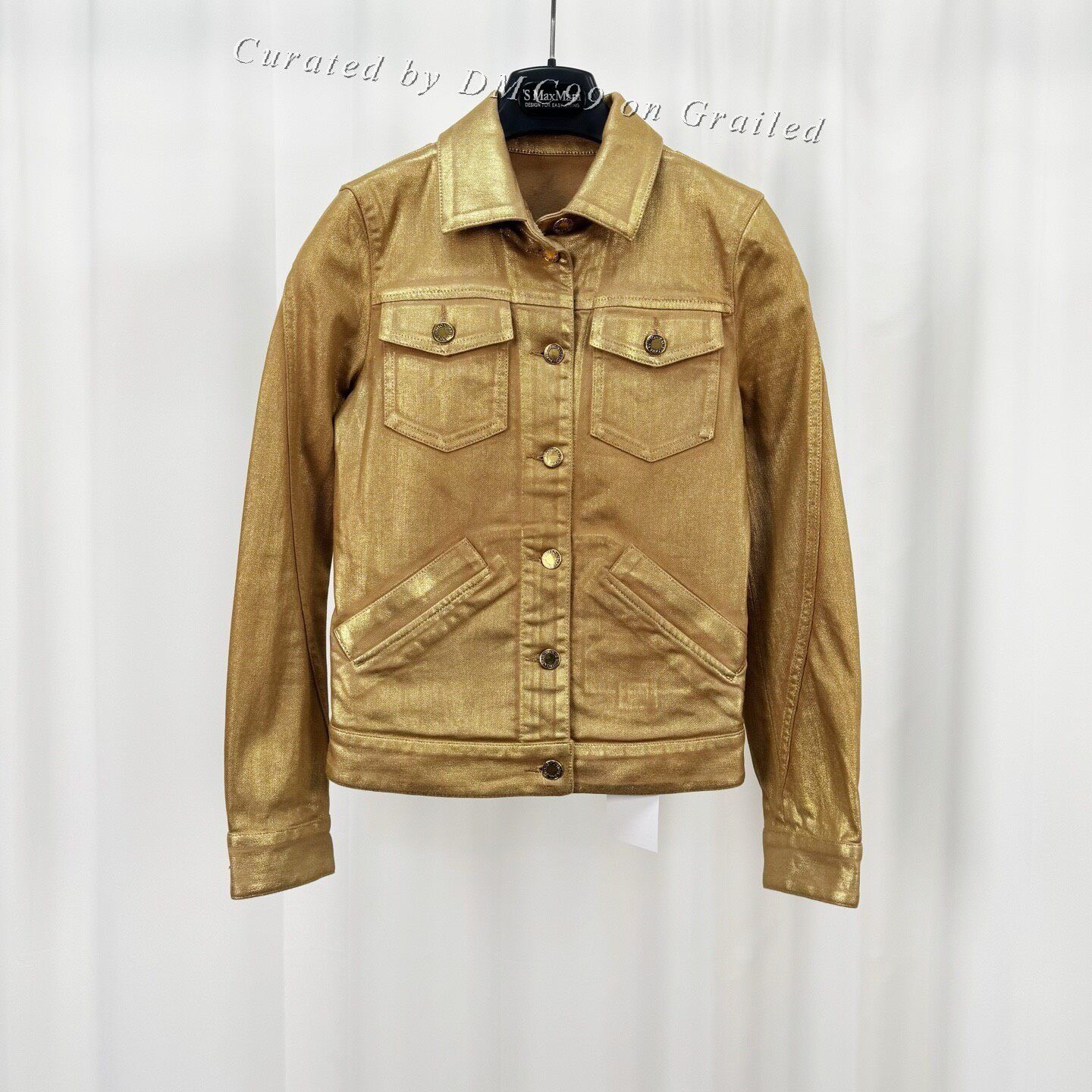Louis Vuitton Louis Vuitton Gold Glitter Denim Jacket Size XXS / US 00 / IT 34 - 1 Thumbnail