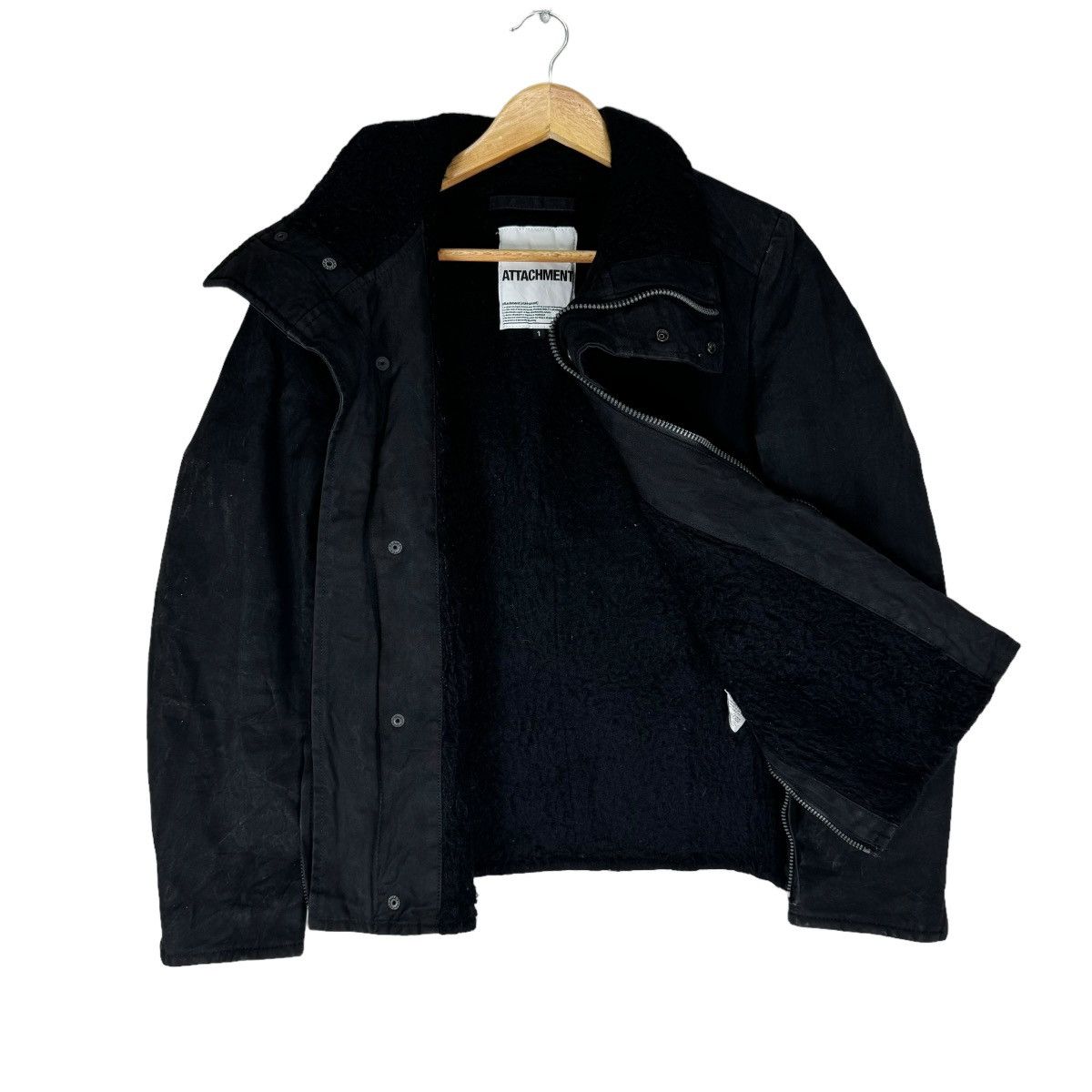 Kazuyuki Kumagai Attachment 🔥ATTACHMENT BLACK WAX BIKERS ZIPPER JACKET Size US S / EU 44-46 / 1 - 4 Thumbnail
