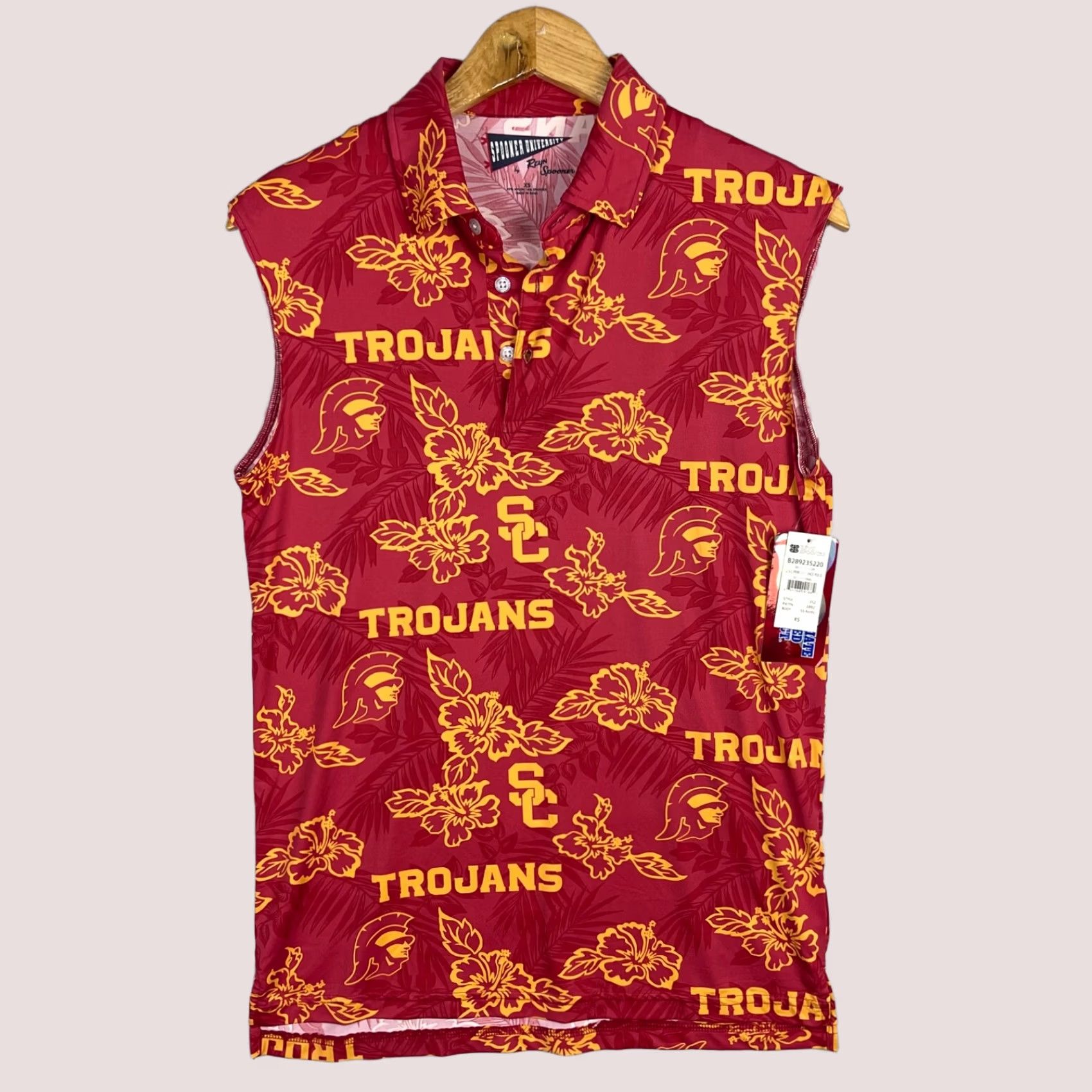 Reyn Spooner Reyn Spooner Polo Shirt Womens XS Sleeveless USC Trojans Red Floral Nylon Spandex Casual Travel Letters Size XS / US 0-2 / IT 36-38 - 1 Thumbnail