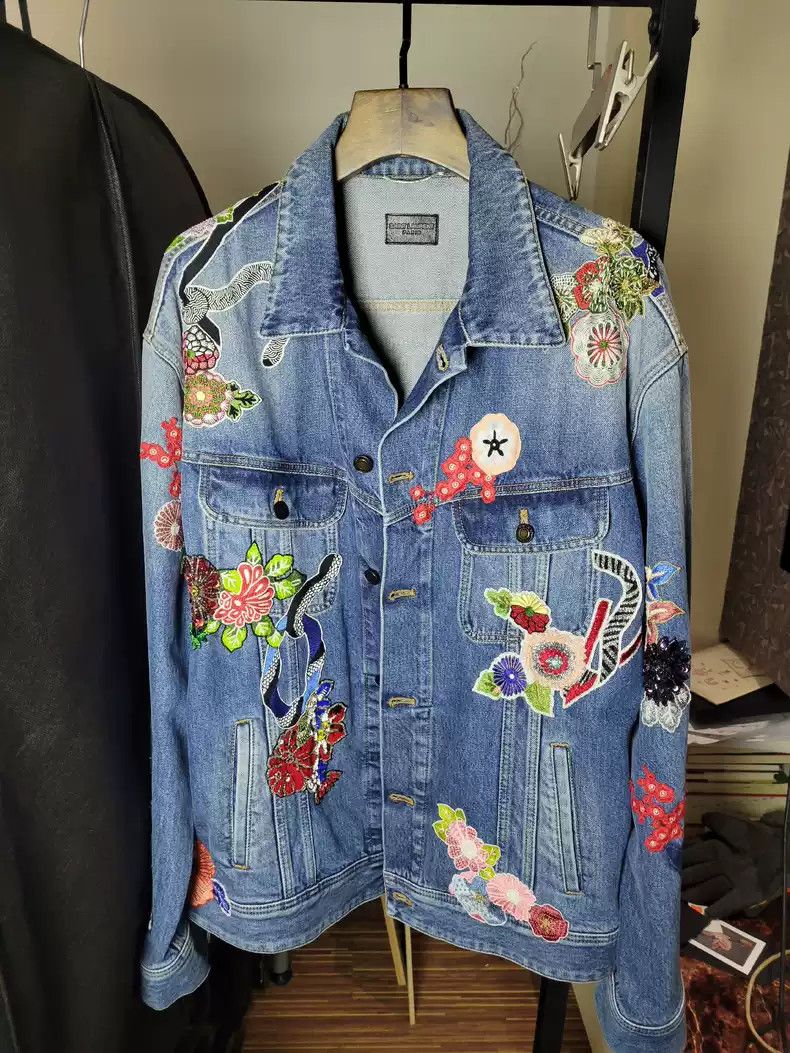 Saint Laurent Paris Saint Laurent Paris Heavy industry embroidered denim jacket Grailed