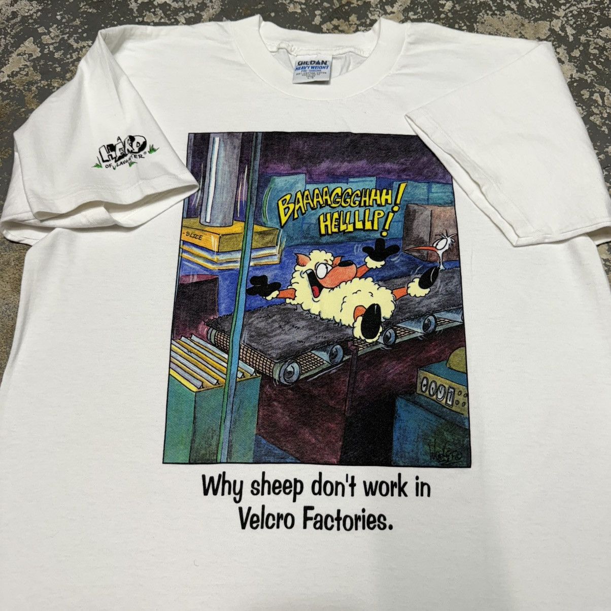 Vintage Vintage Why Sheep Don’t Work In Velcro Factory’s Funny Tshi Size US L / EU 52-54 / 3 - 7 Thumbnail