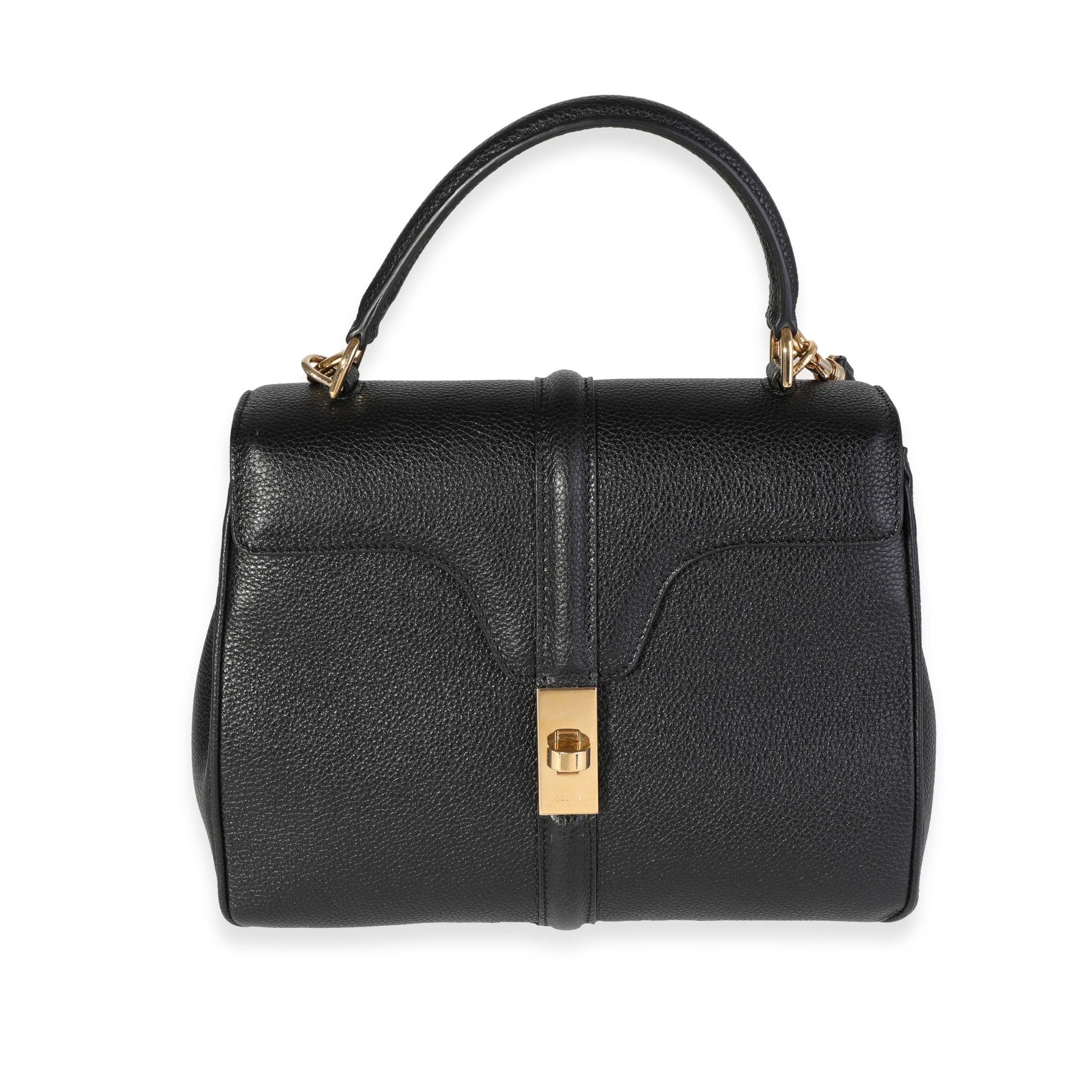image of Celine Black Grained Calfskin 16 Bag, Women's