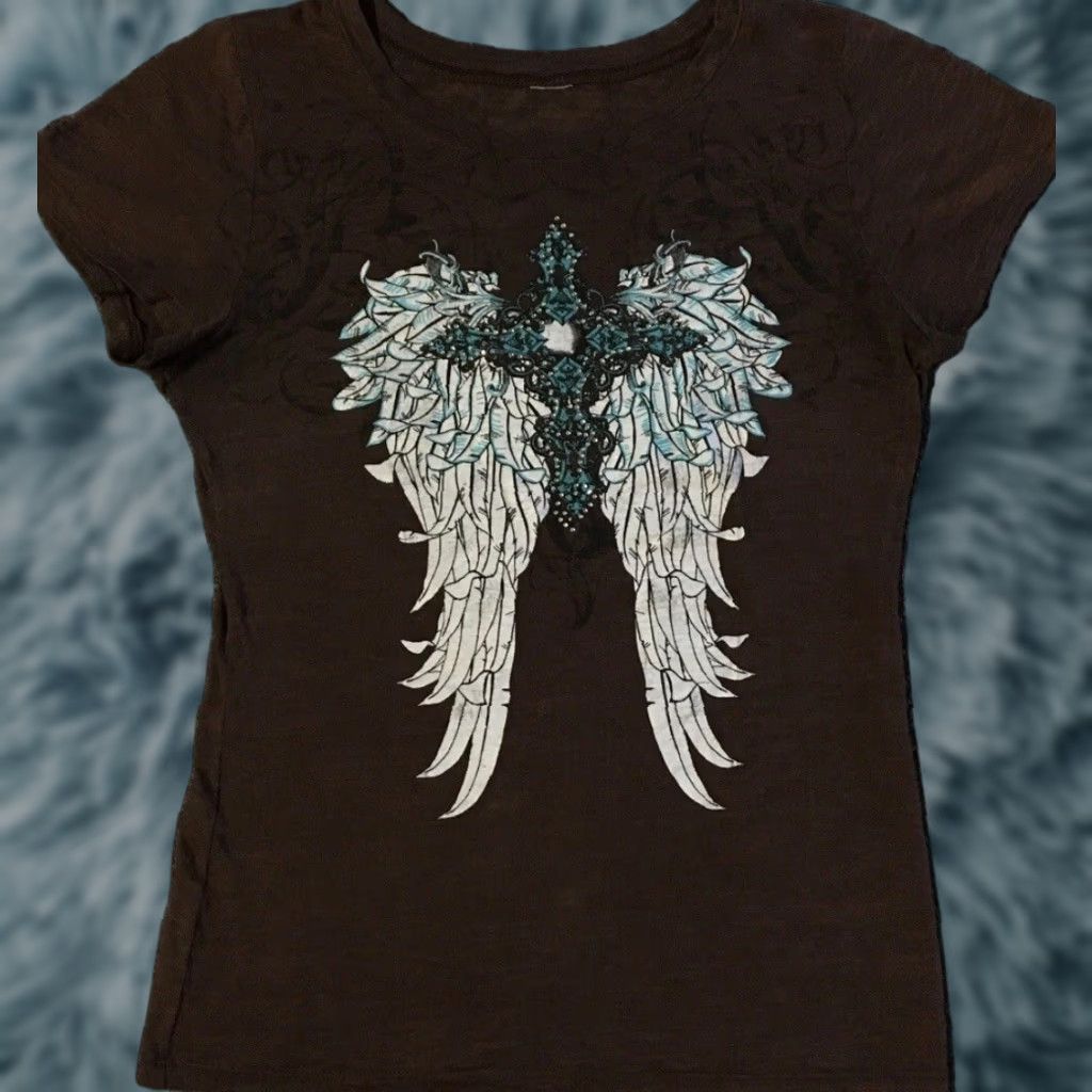 Affliction Vtg Cross Faded Shirt M Goth Emo Fire Flames Biker Motorcycle Tapout Grunge Y2K Size M / US 6-8 / IT 42-44 - 1 Thumbnail
