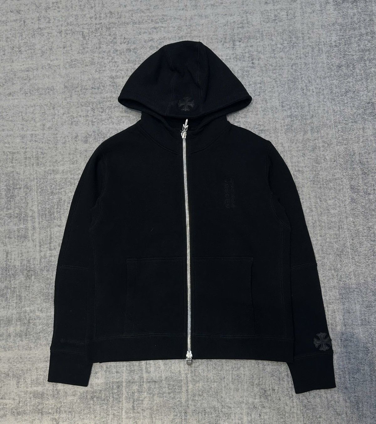 Chrome Hearts CHROME HEARTS Black Leather Plus Patchwork Terry Hoodie Zip Size US S / EU 44-46 / 1 - 1 Thumbnail
