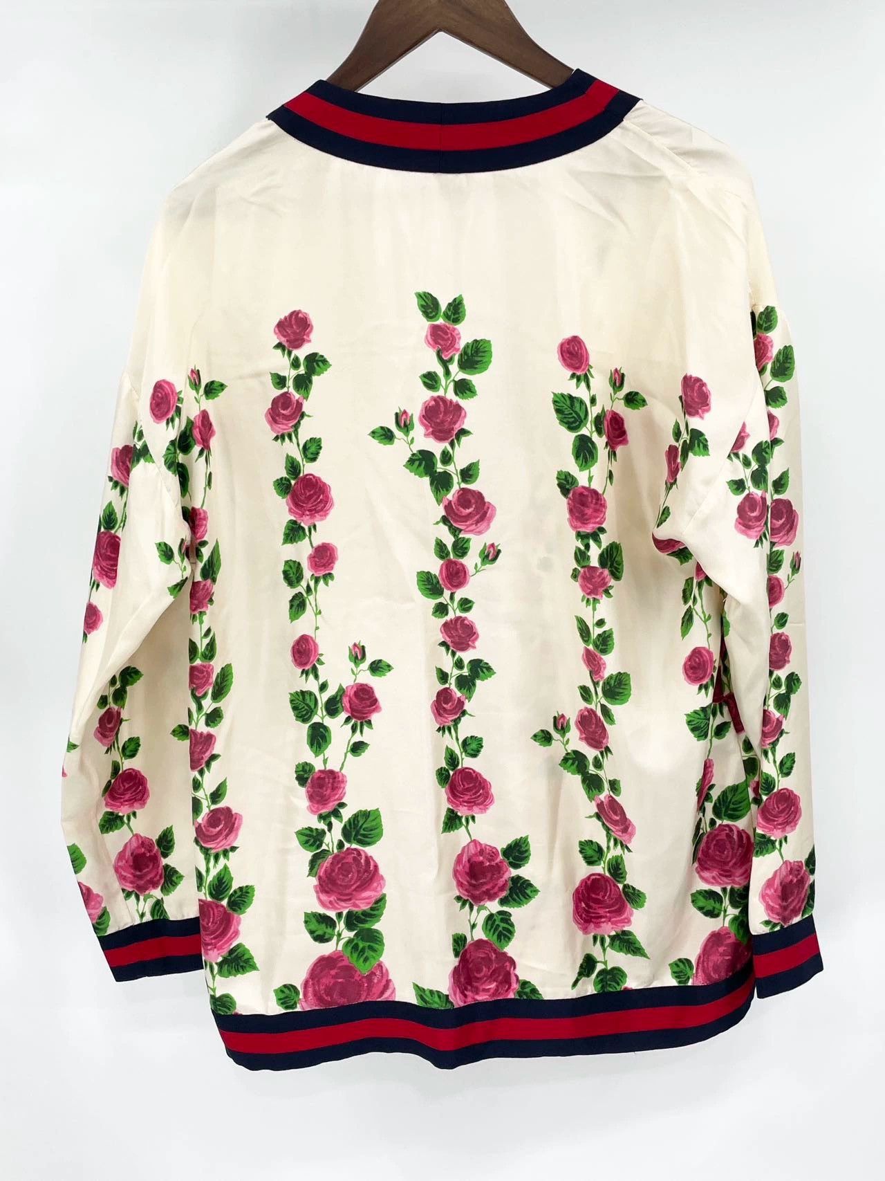 Gucci GucciRose red and blue striped mulberry silk cardigan jacke Size XS / US 0-2 / IT 36-38 - 7 Thumbnail