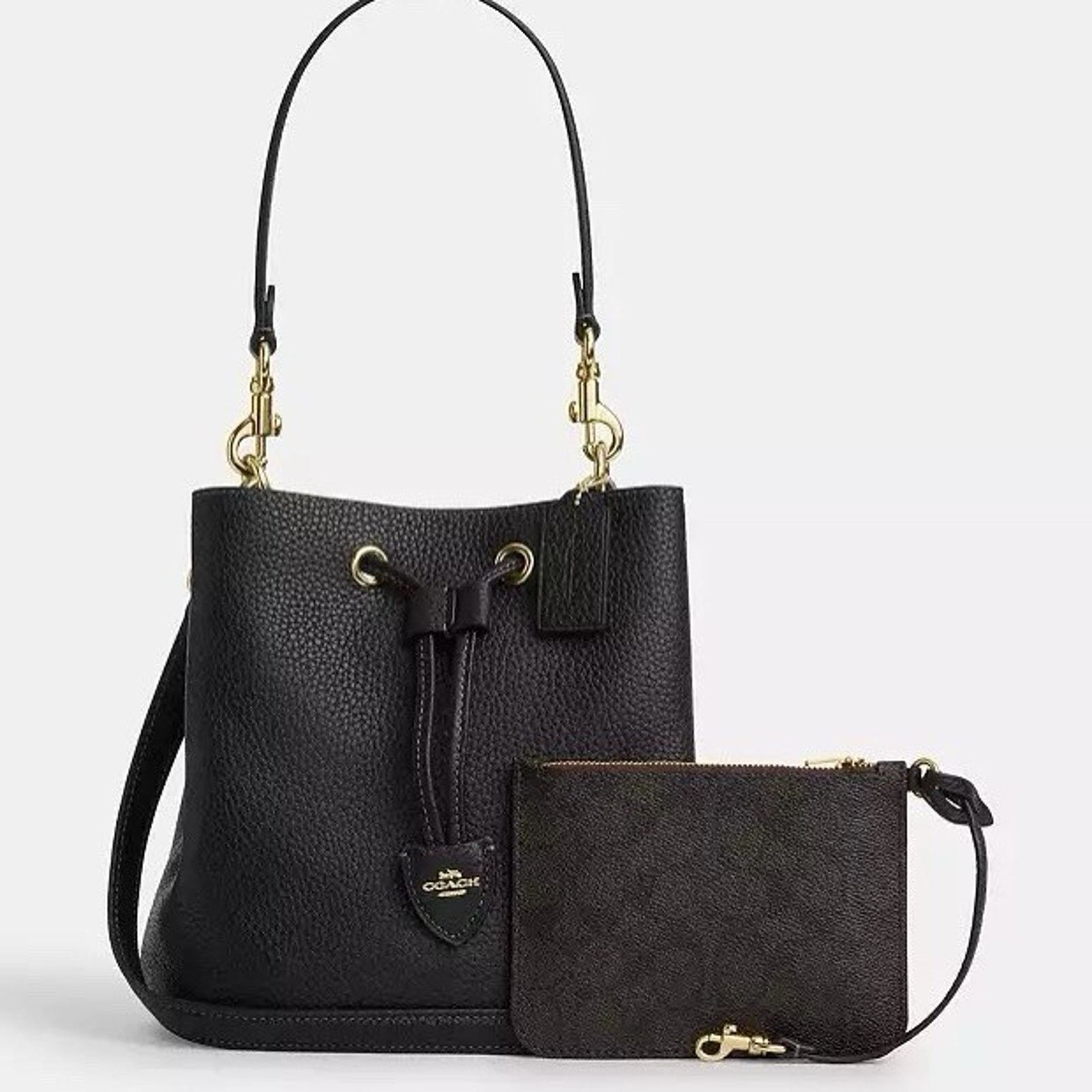 Coach NWT Coach Rowan Bucket Bag Leather CBH06 Gold/Black Size ONE SIZE - 8 Thumbnail