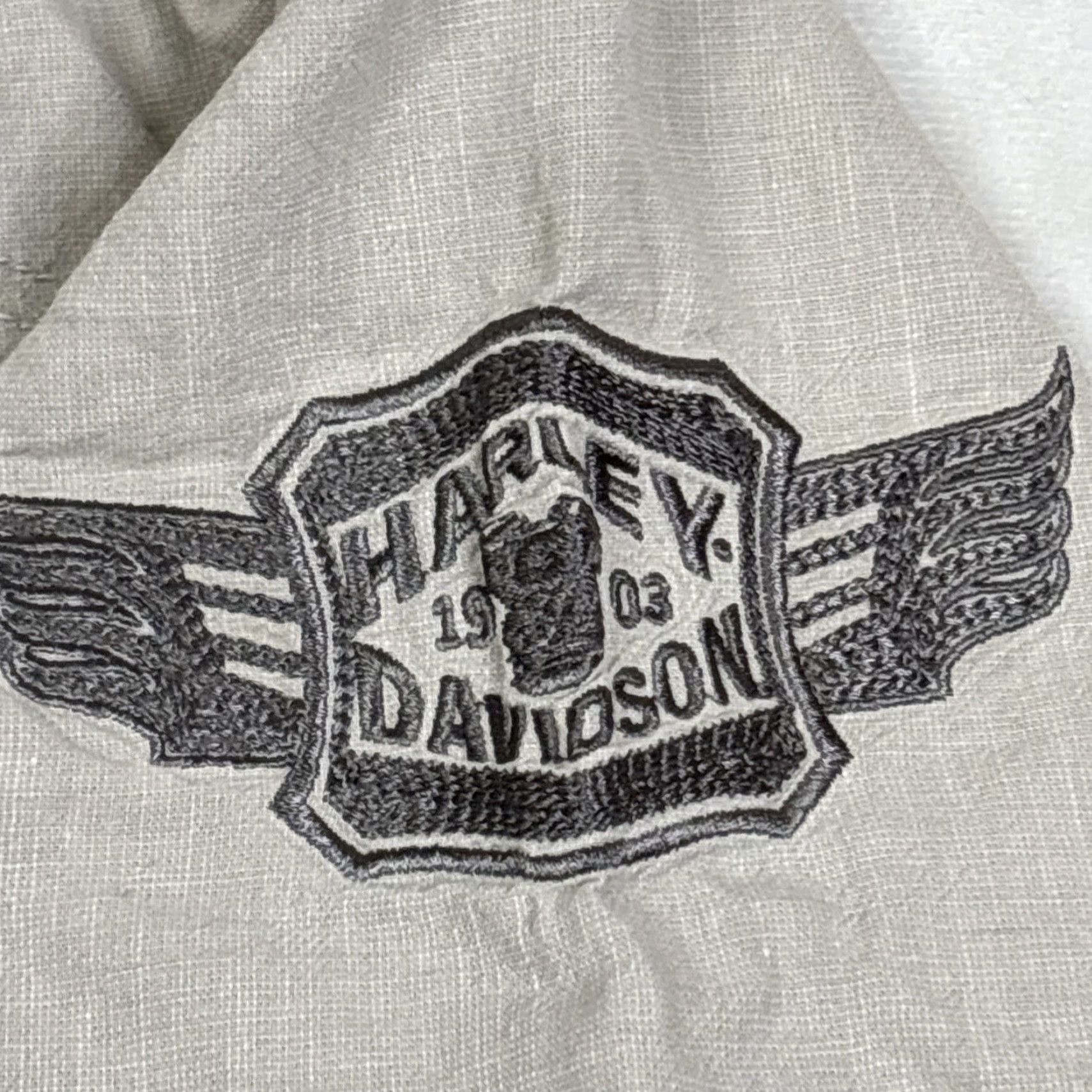 Harley Davidson Harley-Davidson Button-Up Short Sleeve Gray Pockets Men’s XL Embroidered Patches Size US 36 / EU 52 - 5 Thumbnail