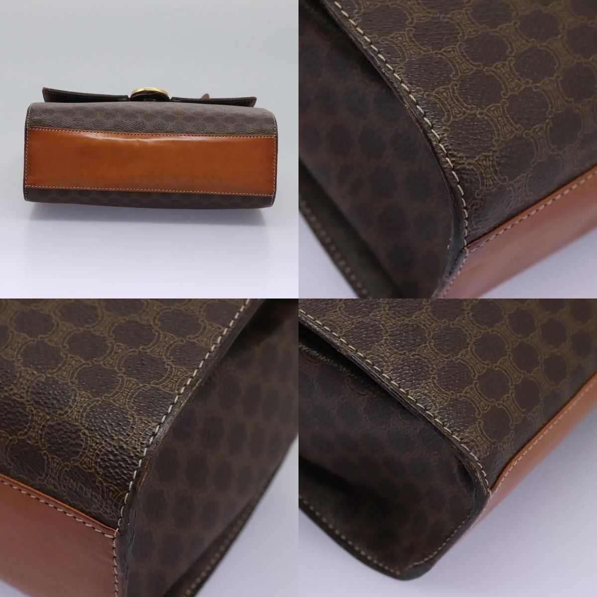 Celine CELINE Macadam Canvas Shoulder Bag Pvc Leather Brown Gold Size ONE SIZE - 10 Thumbnail