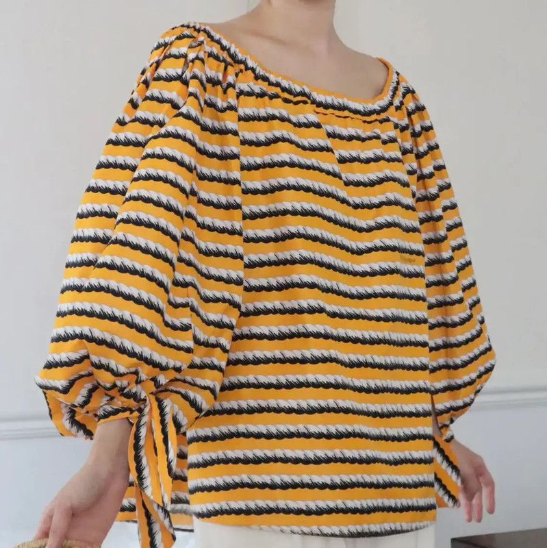 Yves Saint Laurent YSL Striped Cotton Short Sleeve Shirt for Women 0089 Size M / US 6-8 / IT 42-44 - 1 Thumbnail
