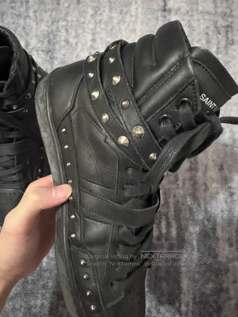 Saint Laurent Paris Saint Laurent Paris Black Samurai Studs and Strap High-Top Size US 7 / EU 40 - 4 Thumbnail