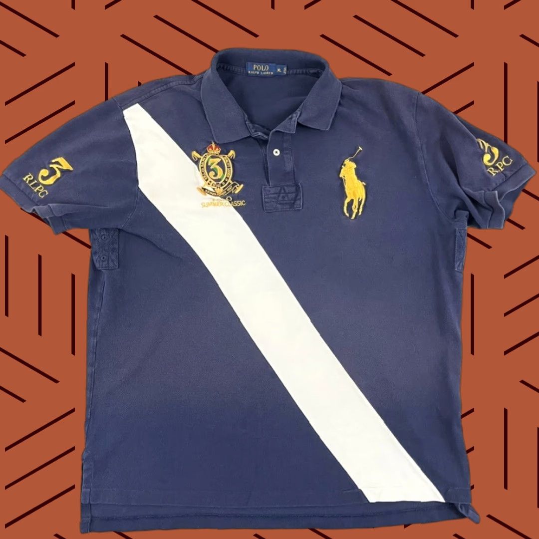 Polo Ralph Lauren VINTAGE Polo Ralph Lauren Rugby Shirt Mens XL Short Sleeve Collared Classic Logo Striped Blue White Summer Size US XL / EU 56 / 4 - 1 Thumbnail