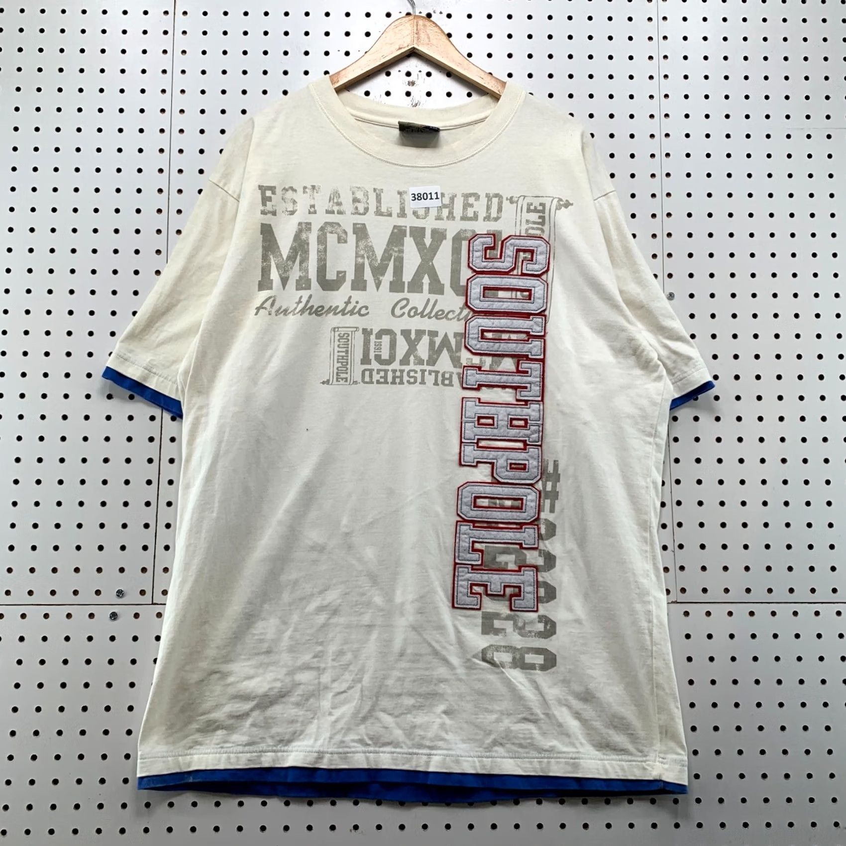 Southpole VINTAGE SouthPole Shirt Mens 2XL White Blue Embroidered Spell Out Y2K Size US XXL / EU 58 / 5 - 2 Thumbnail