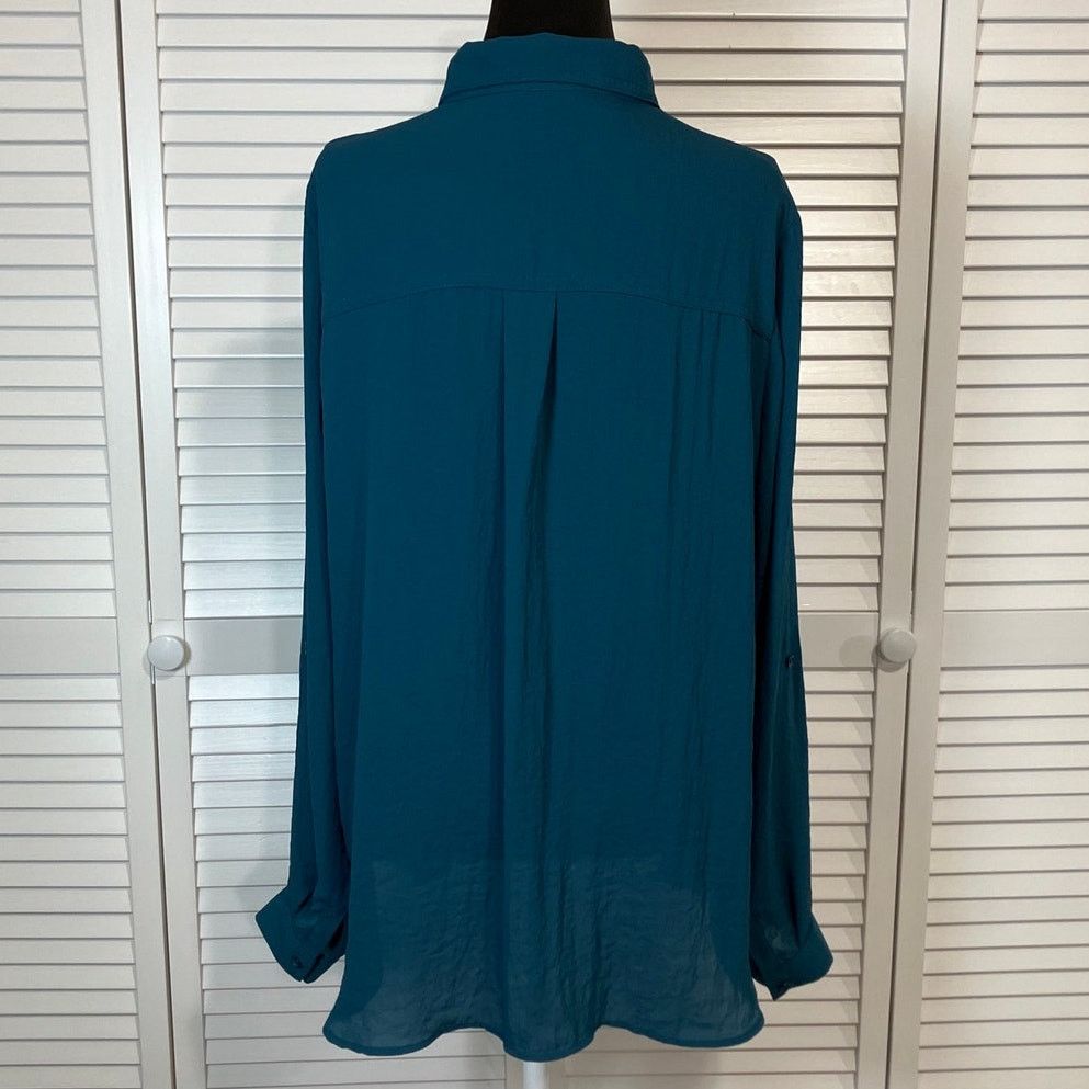 Other a.n.a. A New Approach Teal Blue Collared Tunic Blouse XL Size XL / US 12-14 / IT 48-50 - 3 Thumbnail