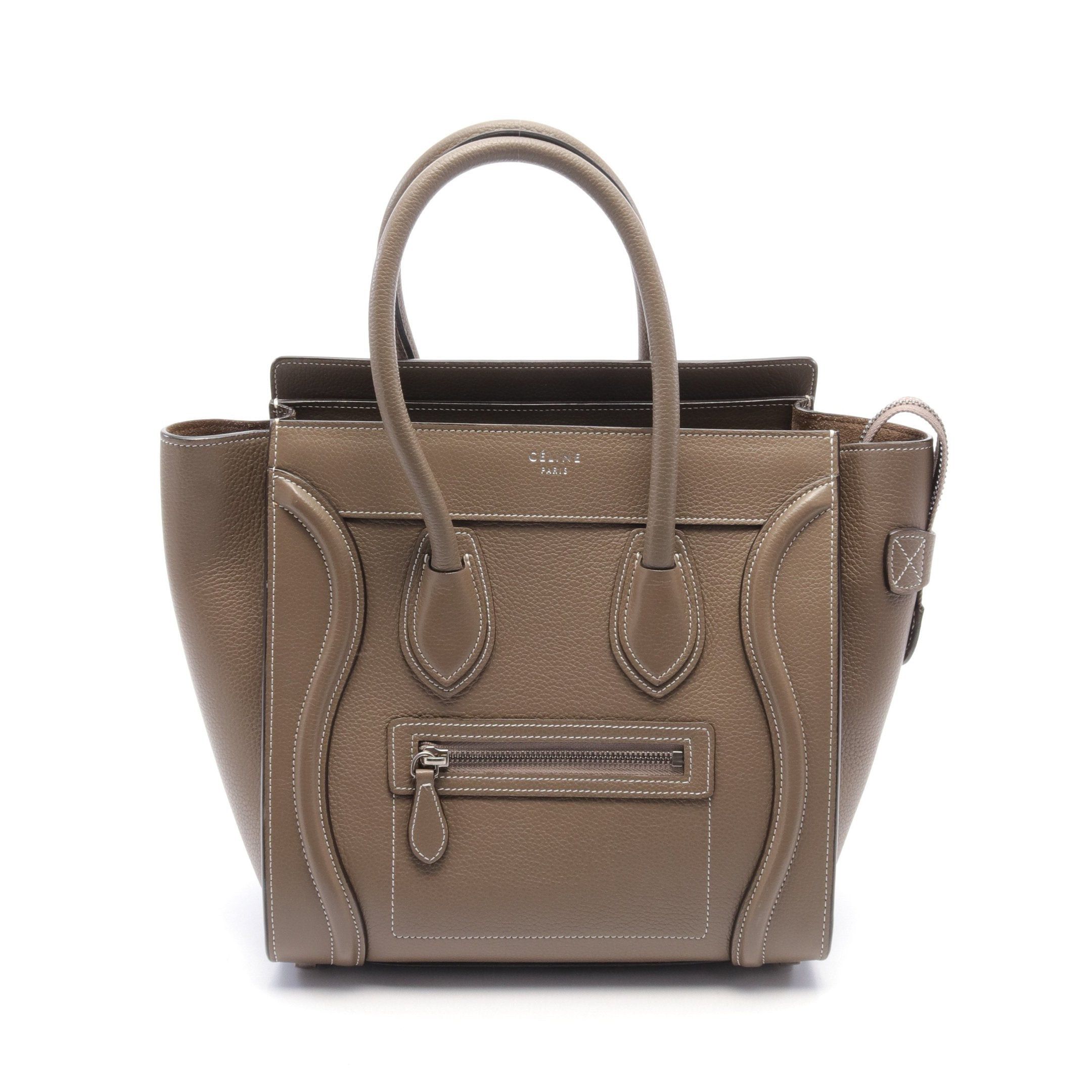 Celine Celine Luggage Micro Shopper Handbag Tote Bag Leather Gray Brown Size ONE SIZE - 1 Thumbnail