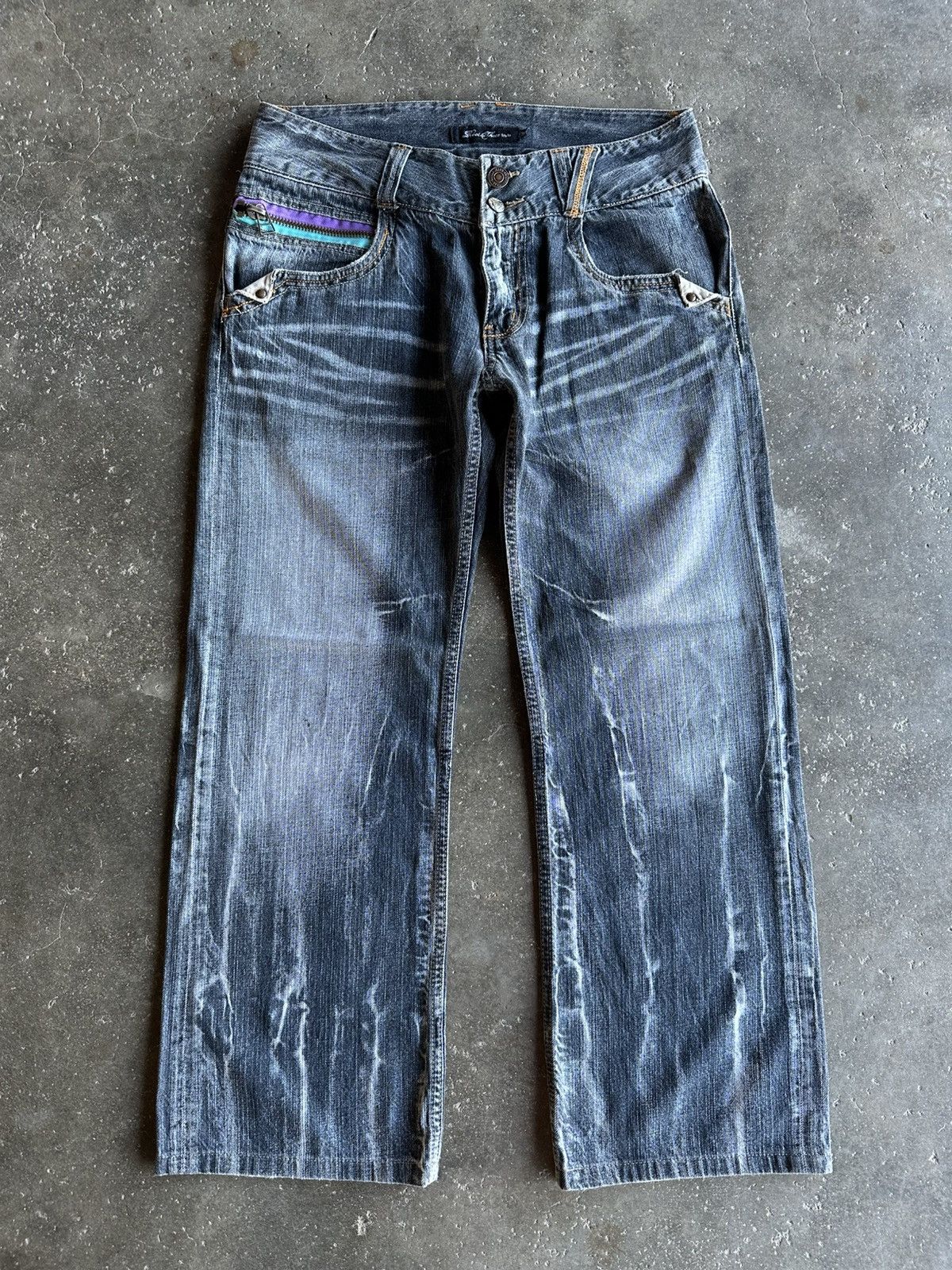 Japanese Brand VINTAGE ROOT THREE JEANS STORM BLACK WASHED RARE DENIM PANTS Size US 32 / EU 48 - 3 Thumbnail