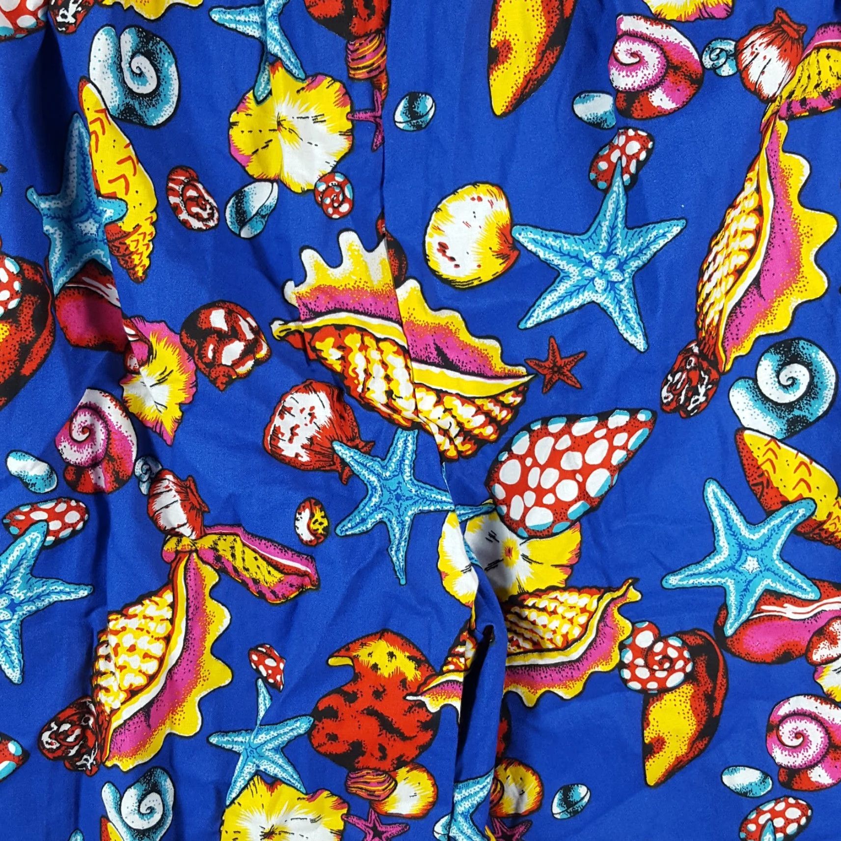 Vintage VINTAGE 80s Infinity Chic High Waist Paperbag Shorts Women's Medium Blue Underwater Shell Casual Beach Size 32" / US 10 / IT 46 - 6 Thumbnail