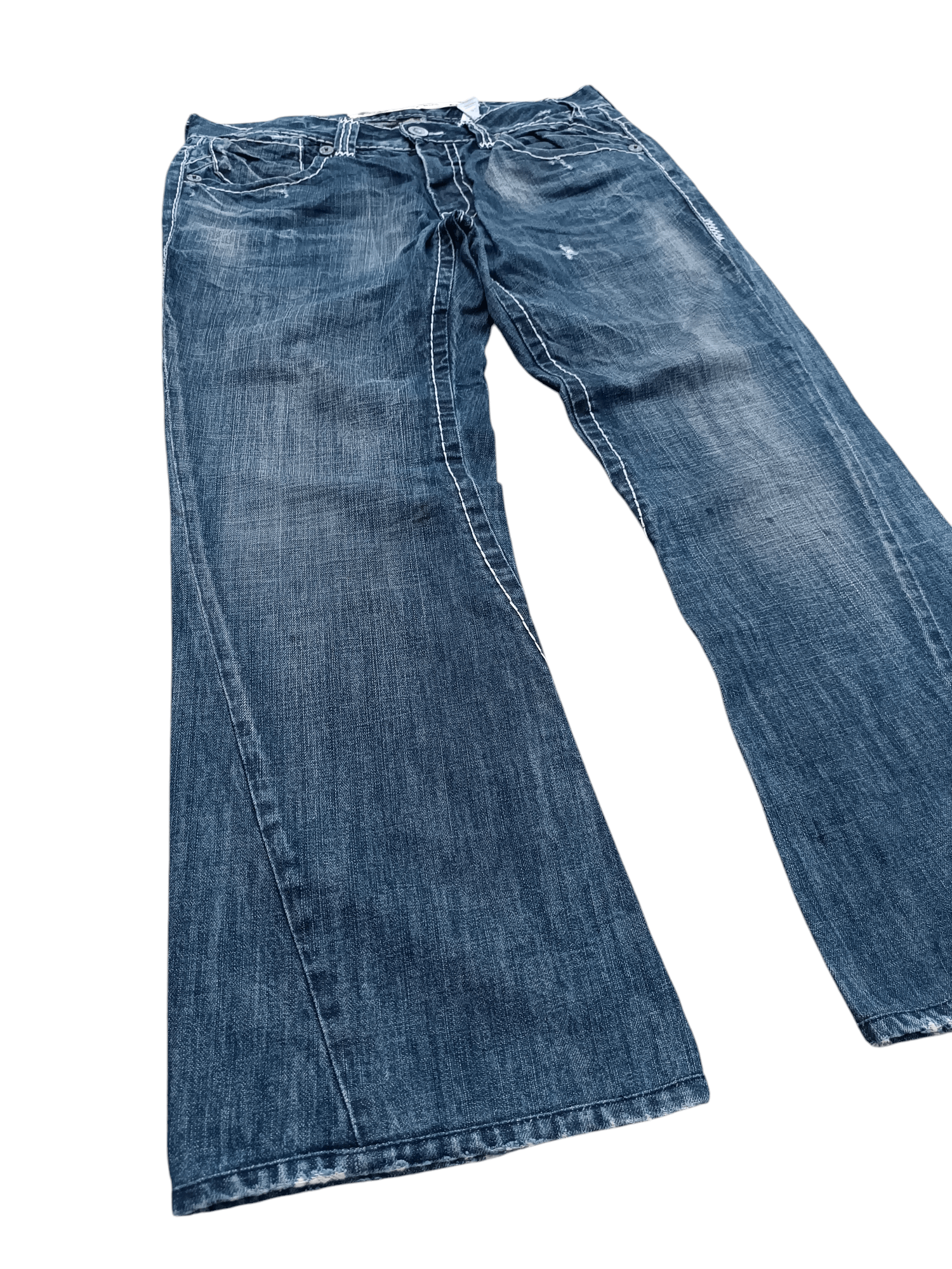 Japanese Brand FLARED💥BUCKAROO DISTRESSED DENIM PANT Size US 35 - 1 Thumbnail