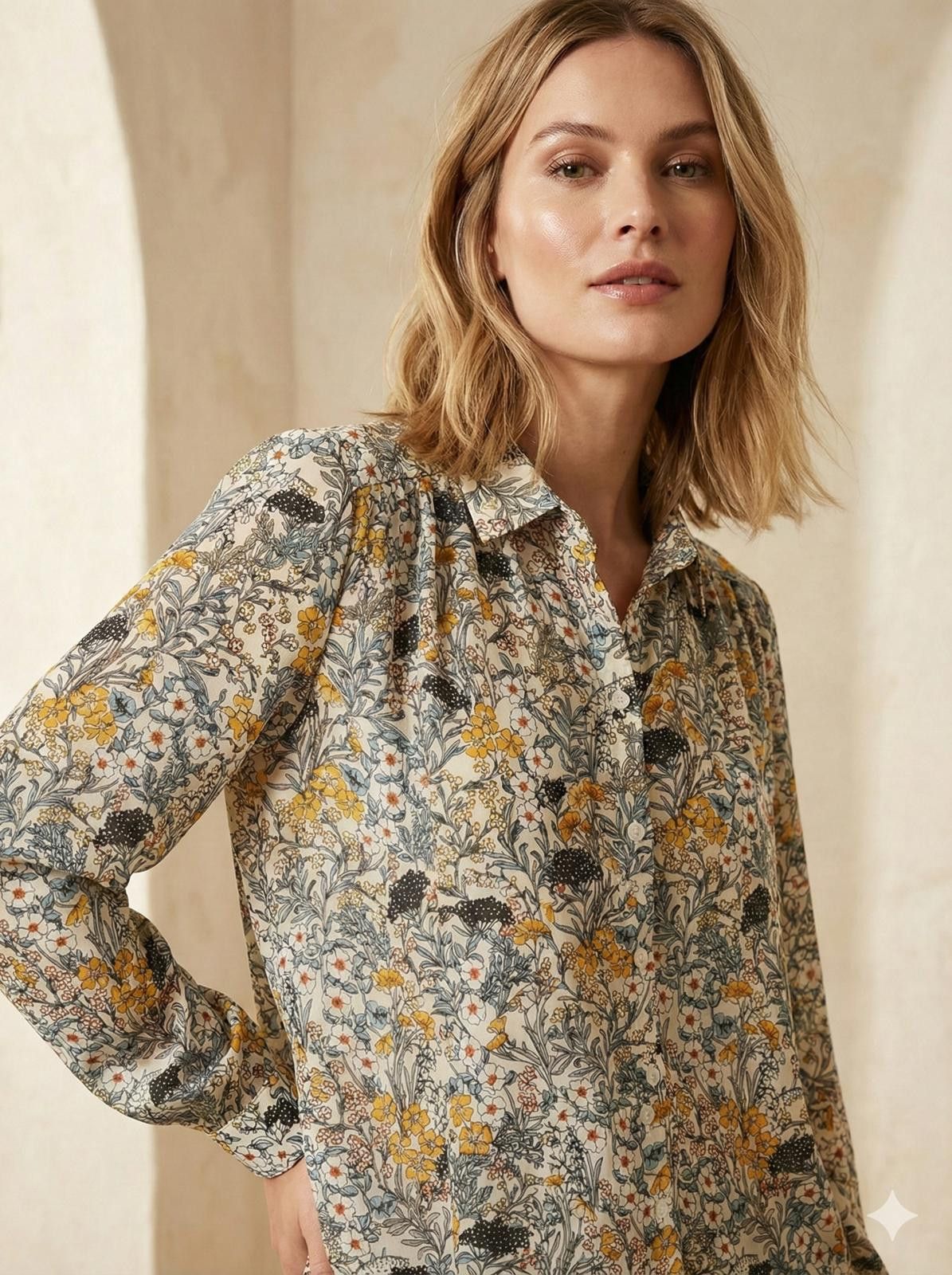 H&M Pre-Loved H&M Floral Print Long Sleeve Shirt Blouse UK 14 Size M / US 6-8 / IT 42-44 - 2 Thumbnail