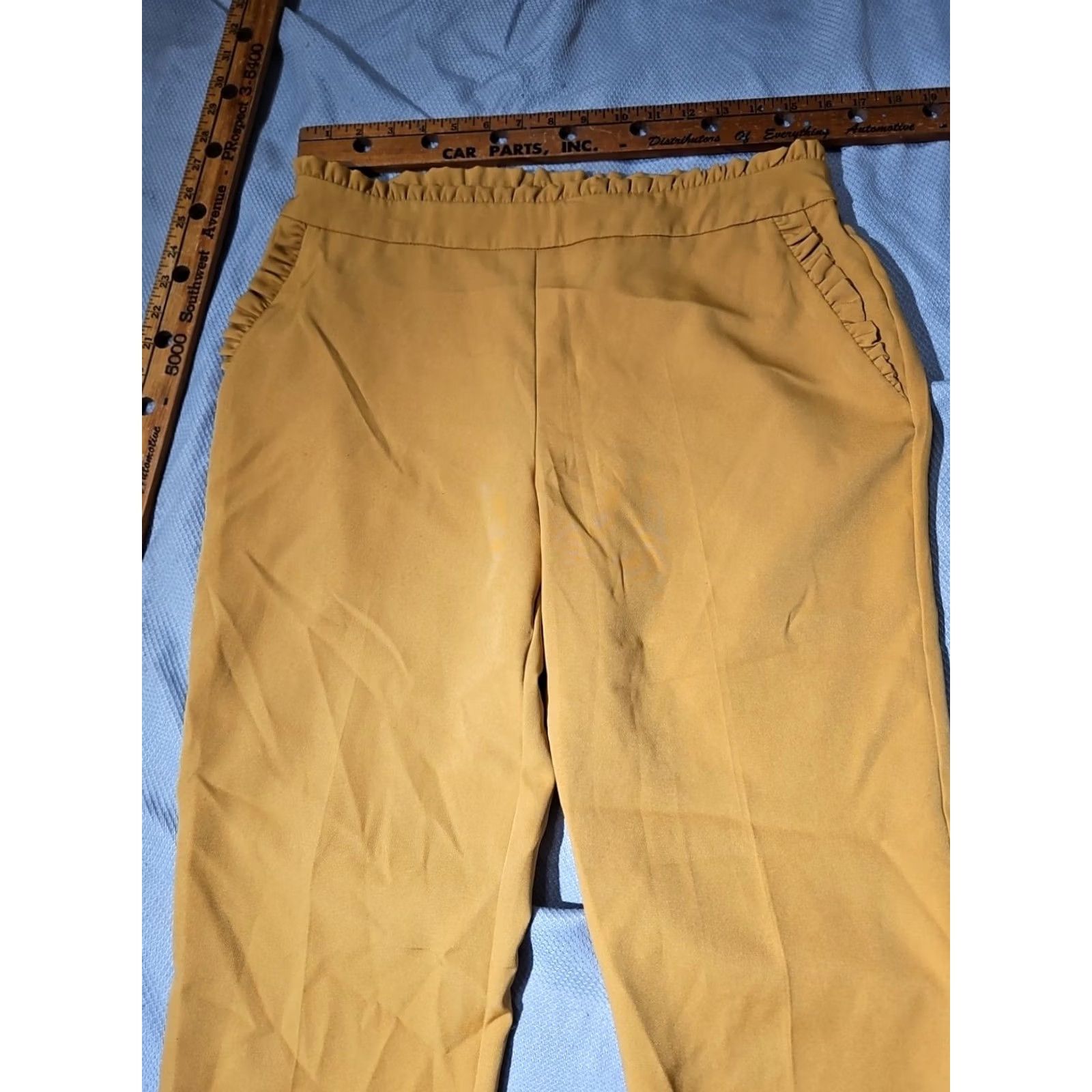 Vintage VINTAGE Flirtatious Young Contemporary Pants Womens Large Yellow Mustang Pull On Ruffle Size 36" / US 14 / IT 50 - 2 Thumbnail