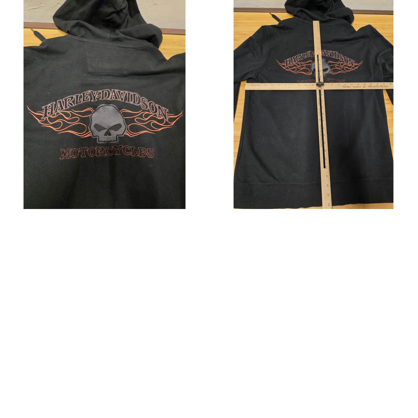 Harley Davidson VINTAGE Harley-Davidson Hoodie Mens M Black Full Zip Embroidered Skull Flames Size US M / EU 48-50 / 2 - 8 Thumbnail