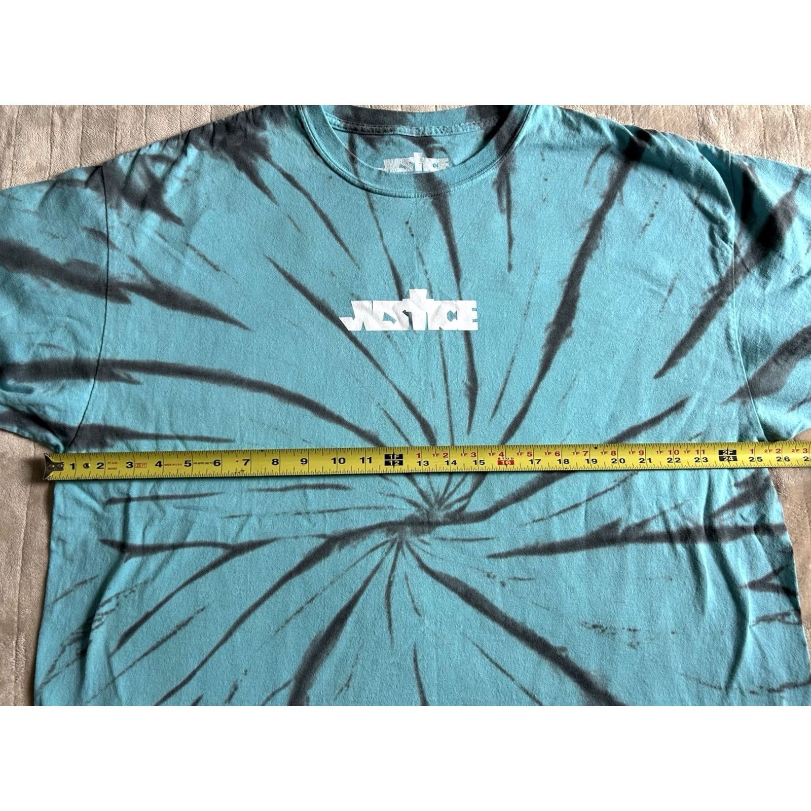 Vintage Justin Bieber Tour "Justice" 100% Cotton Blue & Black Tie Dye T-Shirt XXL Size US XXL / EU 58 / 5 - 5 Thumbnail