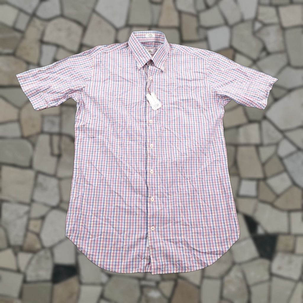 Peter Millar Peter Millar Shirt Mens Medium Blue White Pink Plaid Button Up Short Sleeve NEW Size US M / EU 48-50 / 2 - 1 Thumbnail