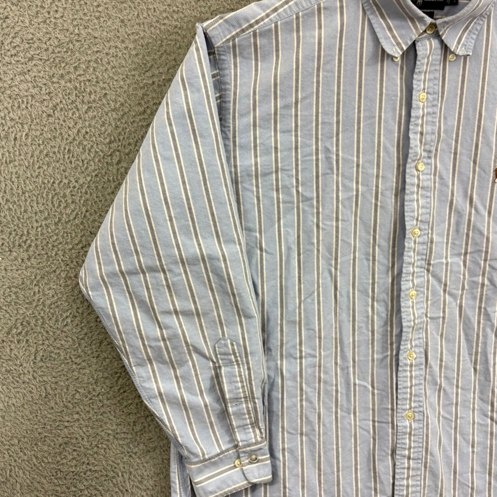 Ralph Lauren Ralph Lauren Yarmouth Shirt Men XL Blue Oxford Stripe Long Sleeve Button Pony Dress Vintage Mens Size US XL / EU 56 / 4 - 5 Thumbnail