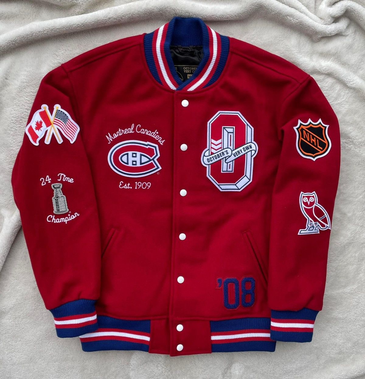 NHL × October's Very Own OVO x Montreal Canadians Varsity Jacket 3XL Size US XXL / EU 58 / 5 - 1 Thumbnail