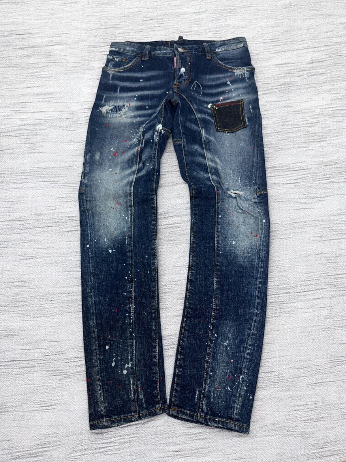 Dsquared2 DSQUARED2 Paint Splatter Distressed Denim Jeans Vintage Wash Size US 29 - 1 Thumbnail