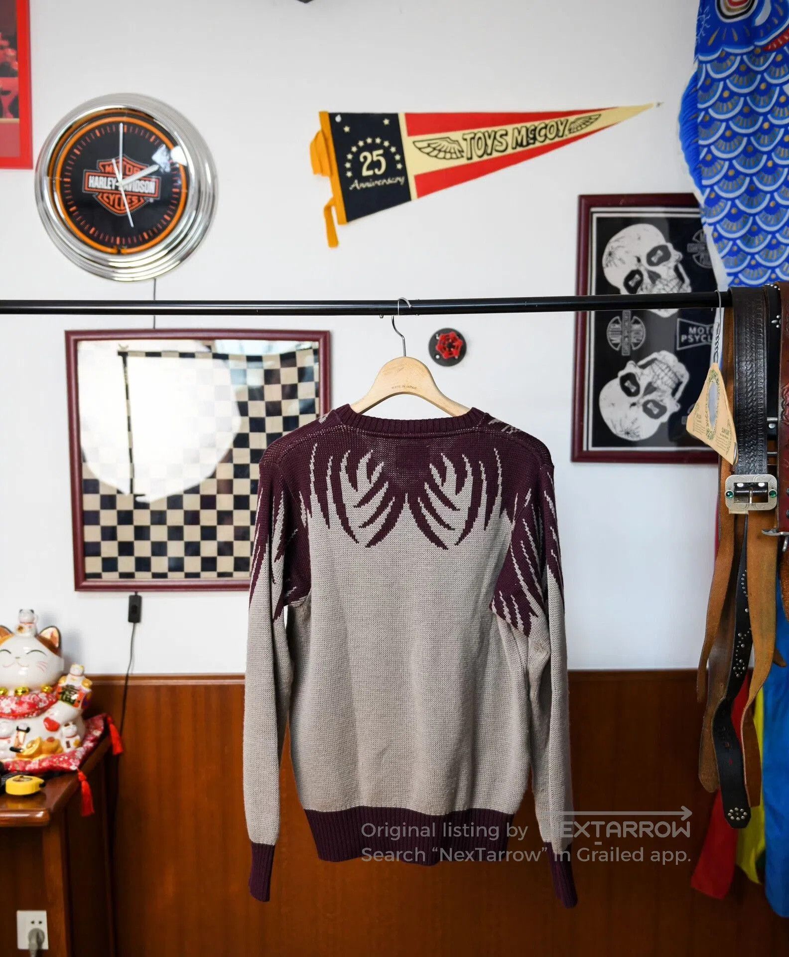 Gangster Doodles Gangsterville Knit Sweater in Maroon. Size US M / EU 48-50 / 2 - 2 Thumbnail