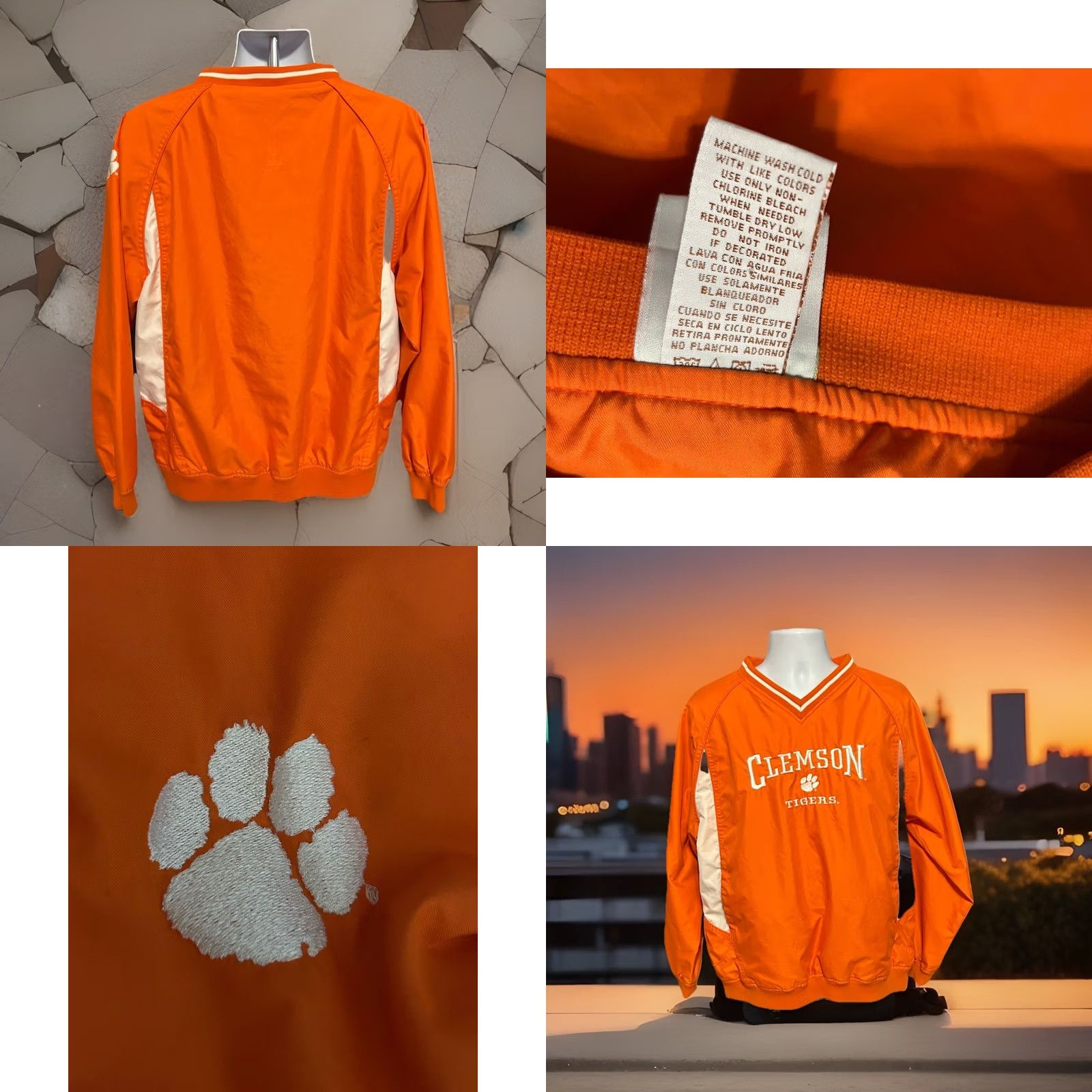 Vintage VTG Clemson Tigers Pullover Windbreaker Adult Medium Orange Red Oak Sportswear Size US M / EU 48-50 / 2 - 8 Thumbnail