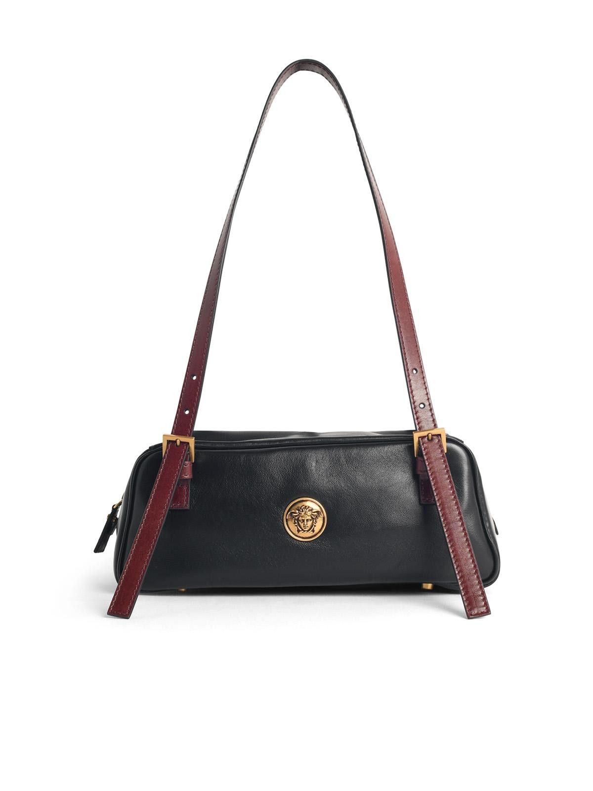 Versace VERSACE 'Emblème' Black Nappa Leather Bowling Bag Size ONE SIZE - 1 Thumbnail