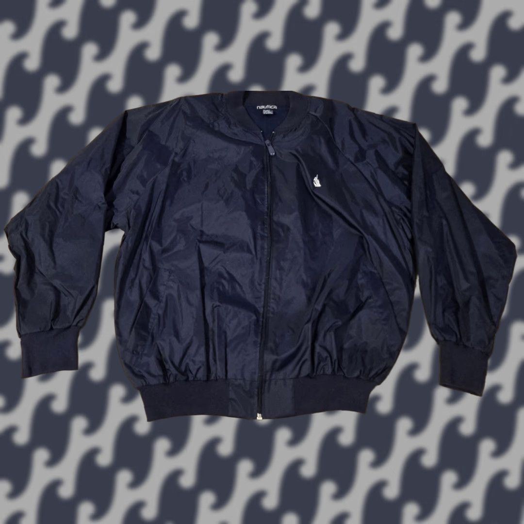 Nautica Nautica Jacket Mens One Size Navy Blue Nylon Windbreaker Full Zip Spell Out Logo Navy Blue Windbreaker Nautica Logo Size US M / EU 48-50 / 2 - 1 Thumbnail